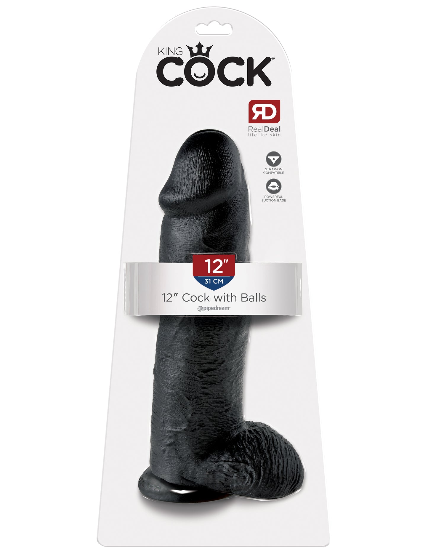 King Cock 12 Inch Cock With Balls - Black