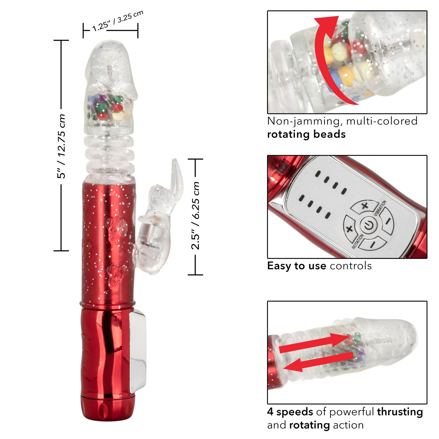 Naughty Bits Cumball Machine Thrusting Jack  Rabbit Vibrator - Red