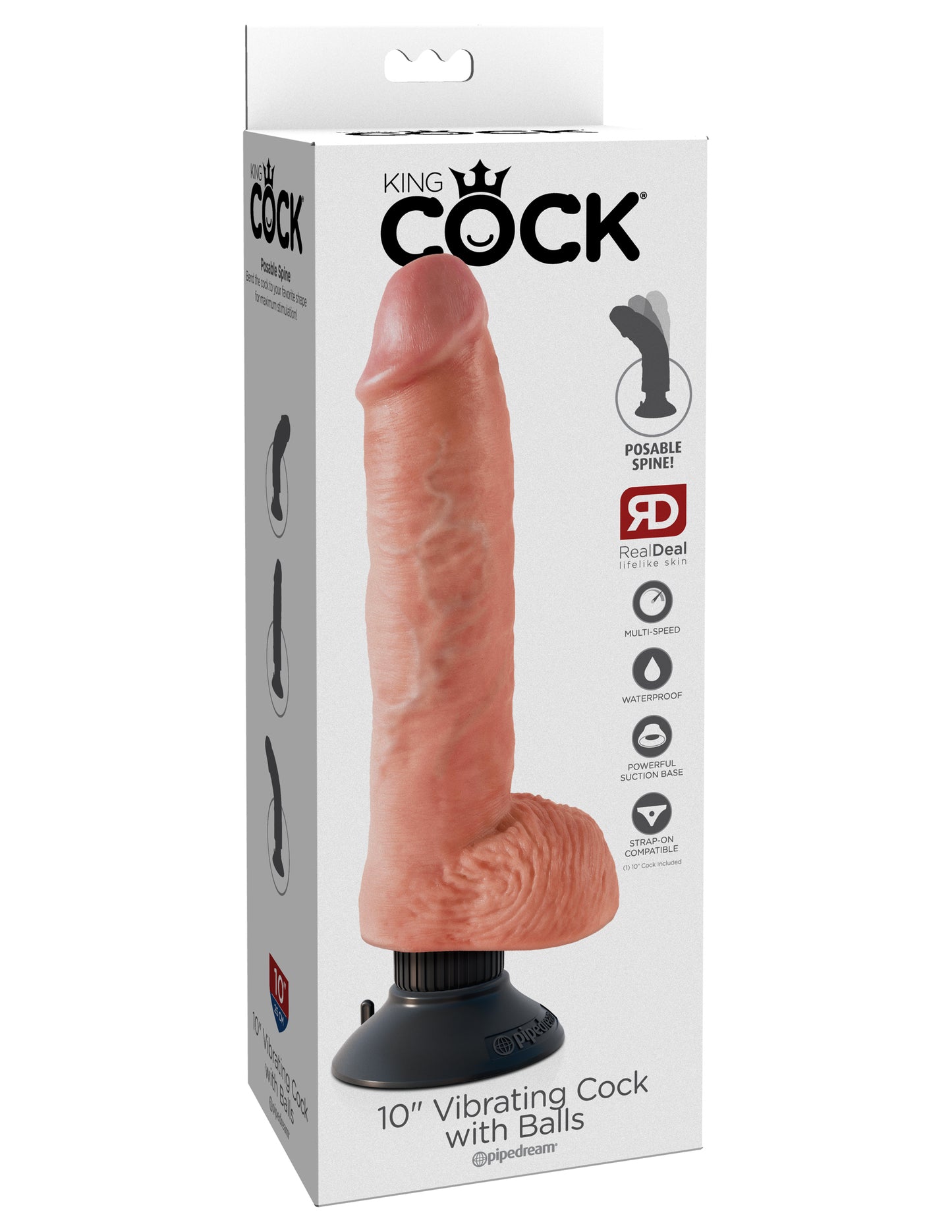 King Cock 10-Inch Vibrating Cock With Balls -  Flesh