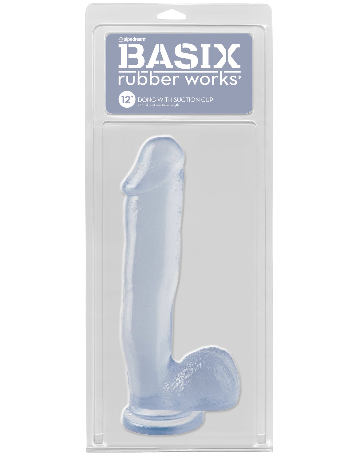 Basix Rubber Works 12 Inch Dong With Suction Cup - Clear