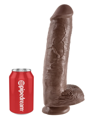 King Cock 11 Inch Cock With Balls  - Brown