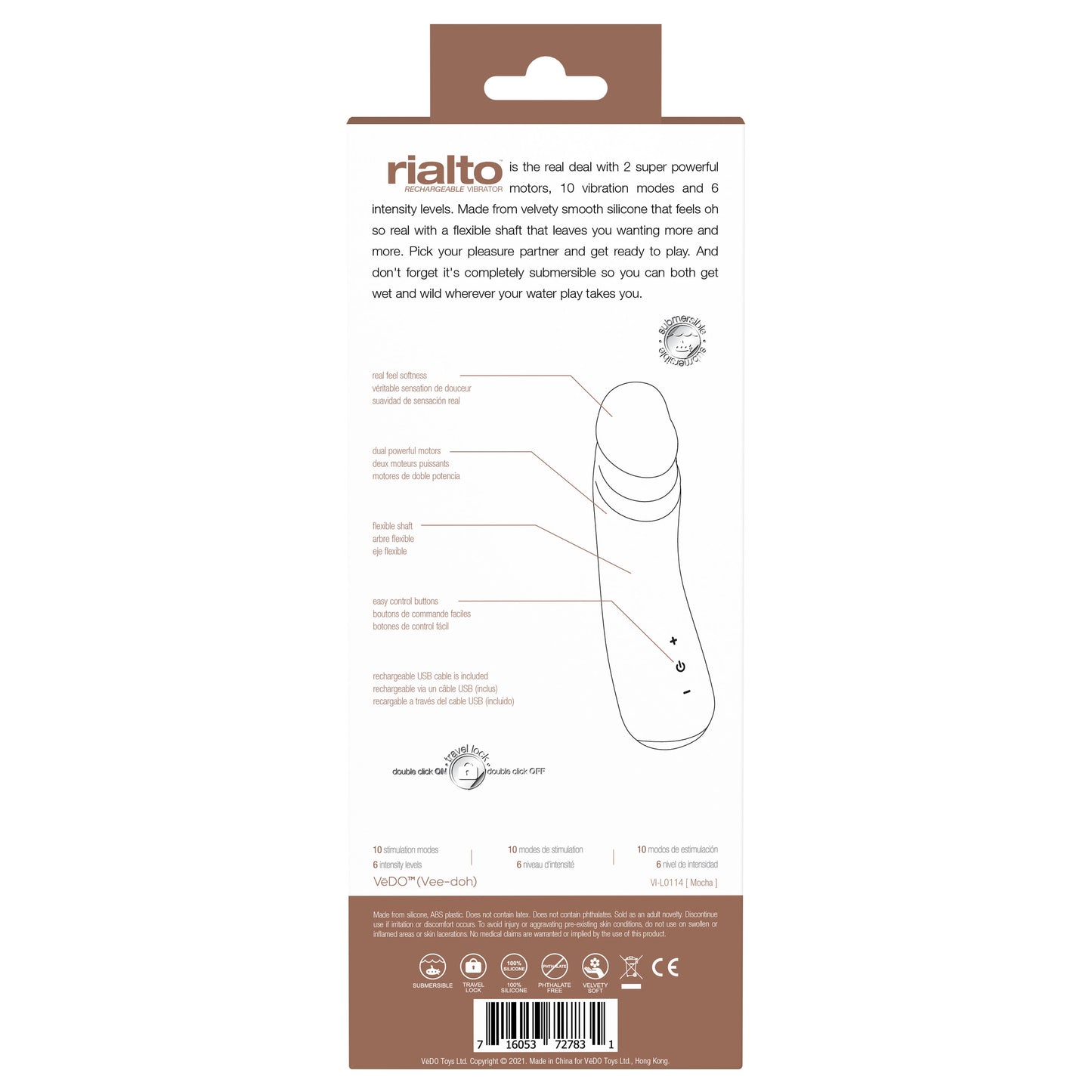 Rialto Rechargeable Vibrator - Mocha