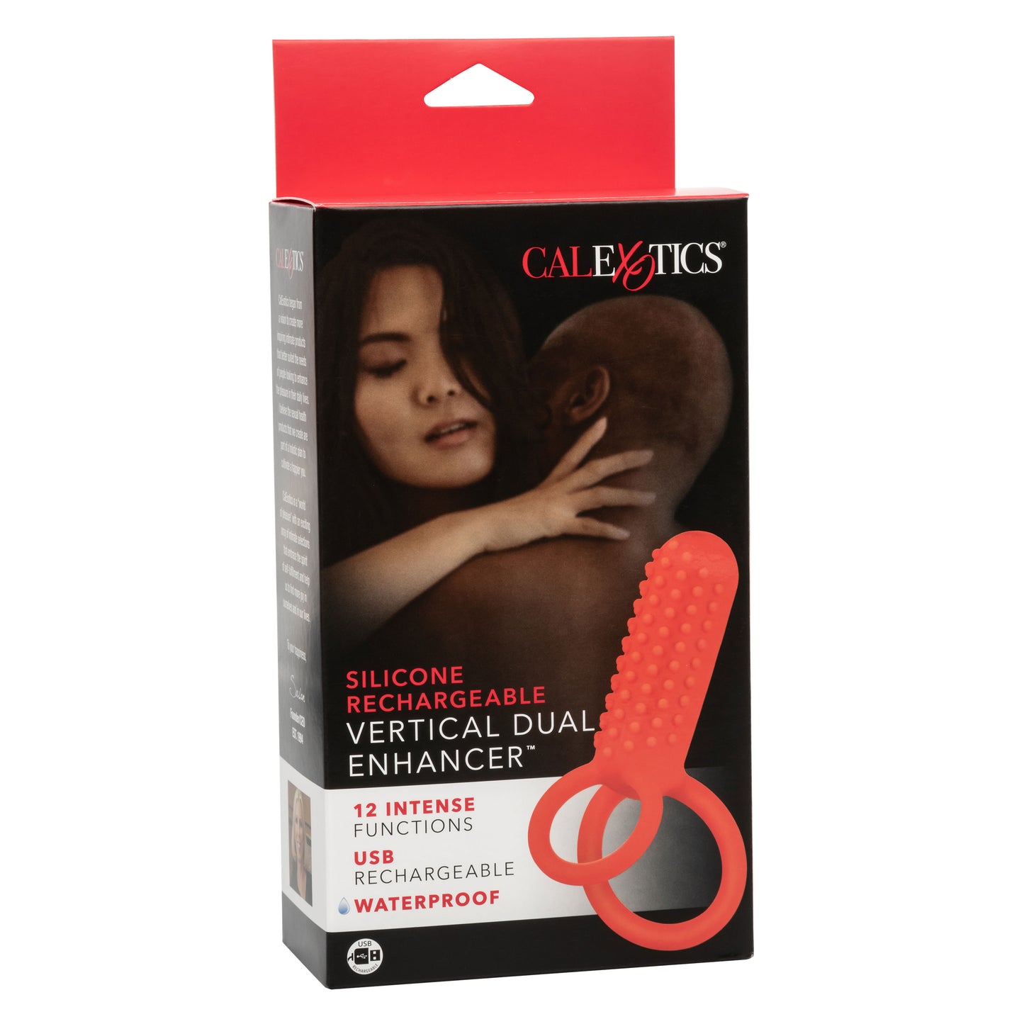 Silicone Rechargeable Vertical Dual Enhancer - Red