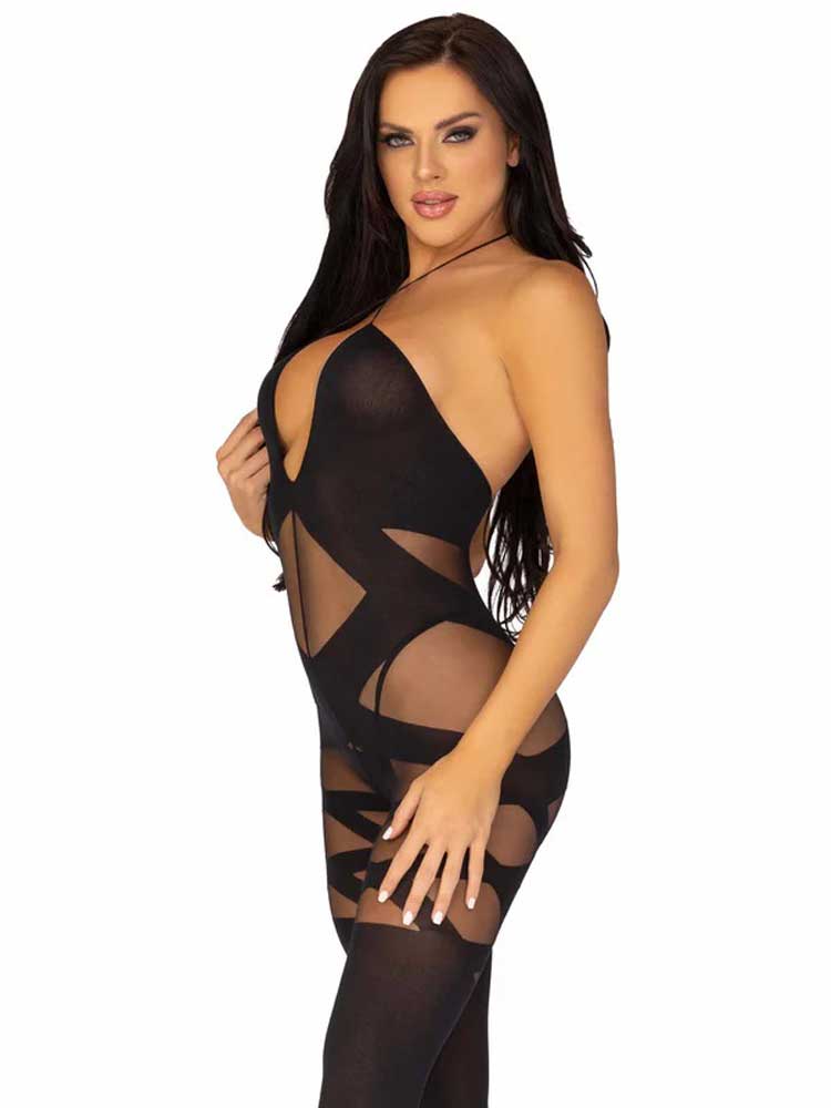 Feels Like Love Opaque Bodystocking - One Size -  Black