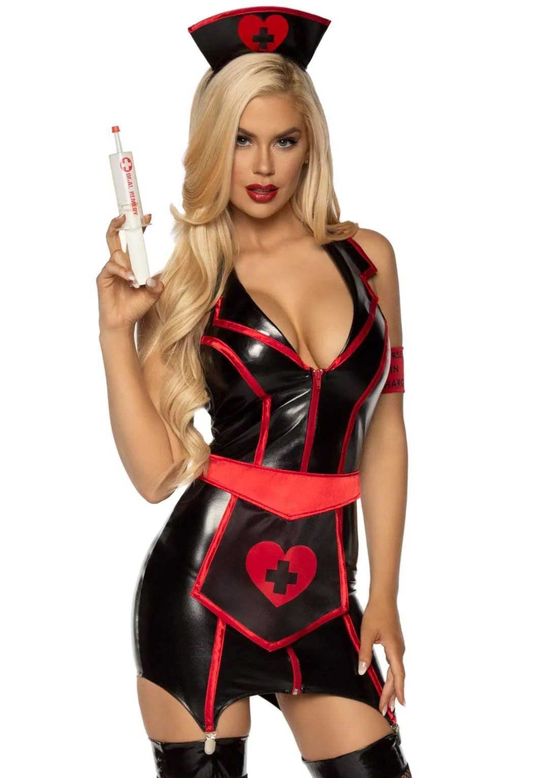 Naughty Nurse Costume - X-Large - Black/red LA-86926BLKXL