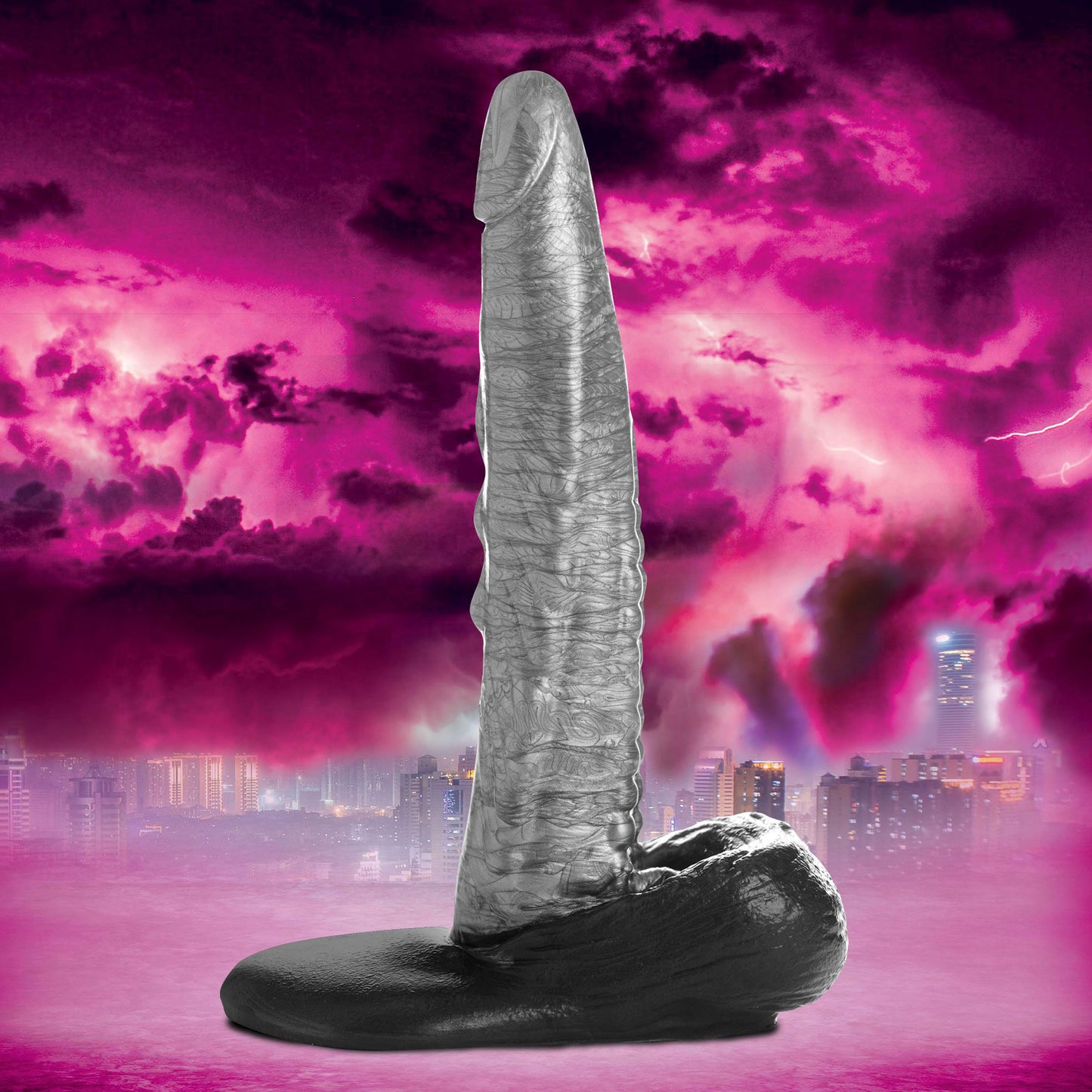 The Gargoyle Rock Hard Silicone Dildo -  Silver