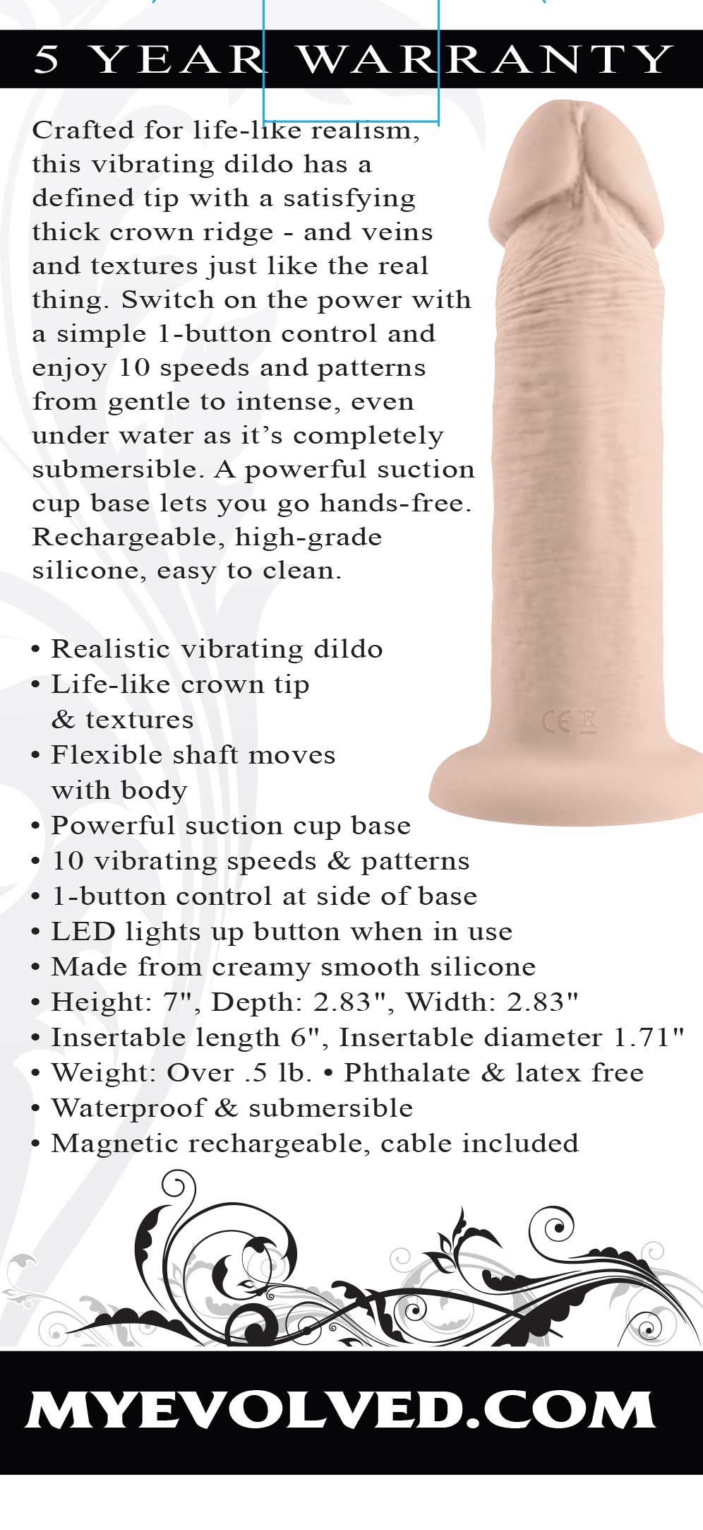 6 Inch Girthy Vibrating Dong - Light