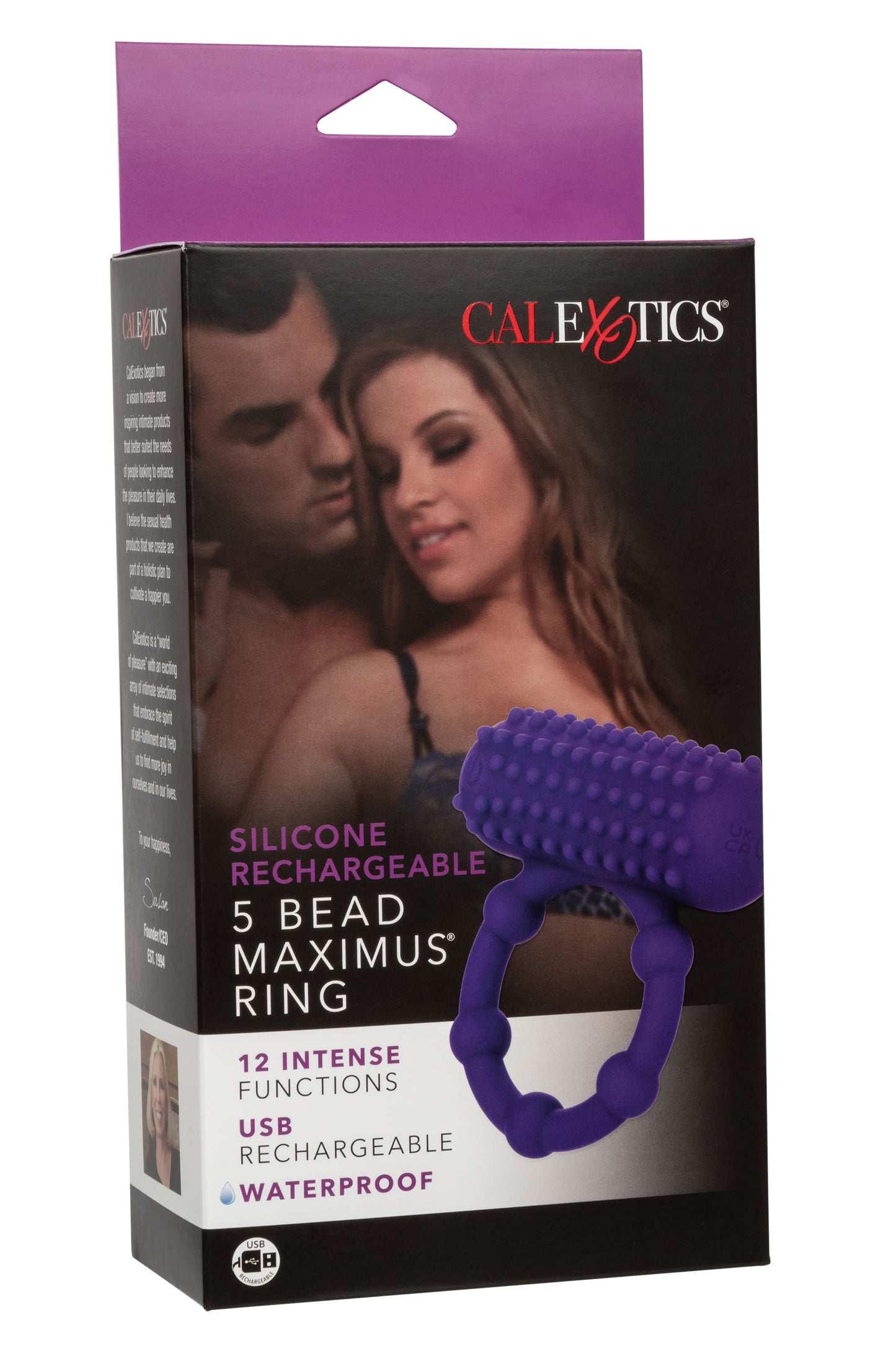 Silicone Rechargeable 5 Bead Maximus Ring - Purple