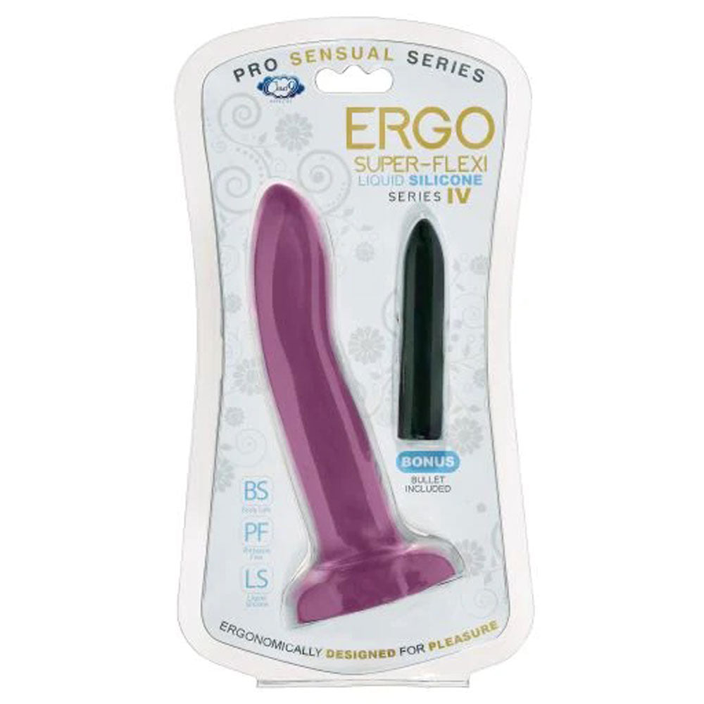 Ergo Super Flexi IV Dong Soft and Flexible Liquid  Silicone With Vibrator - Plum