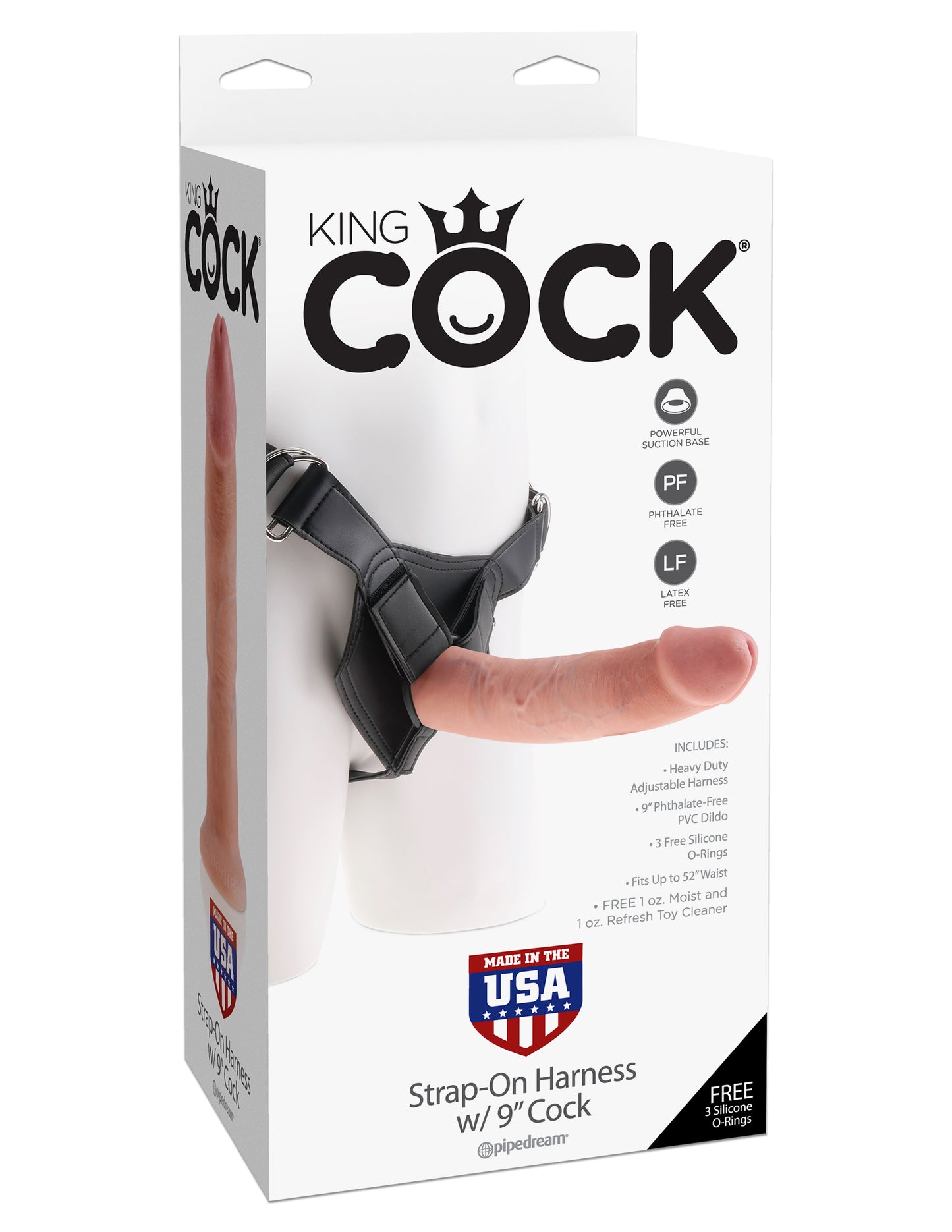 King Cock Strap on Harness With 9 Inch Cock - Flesh