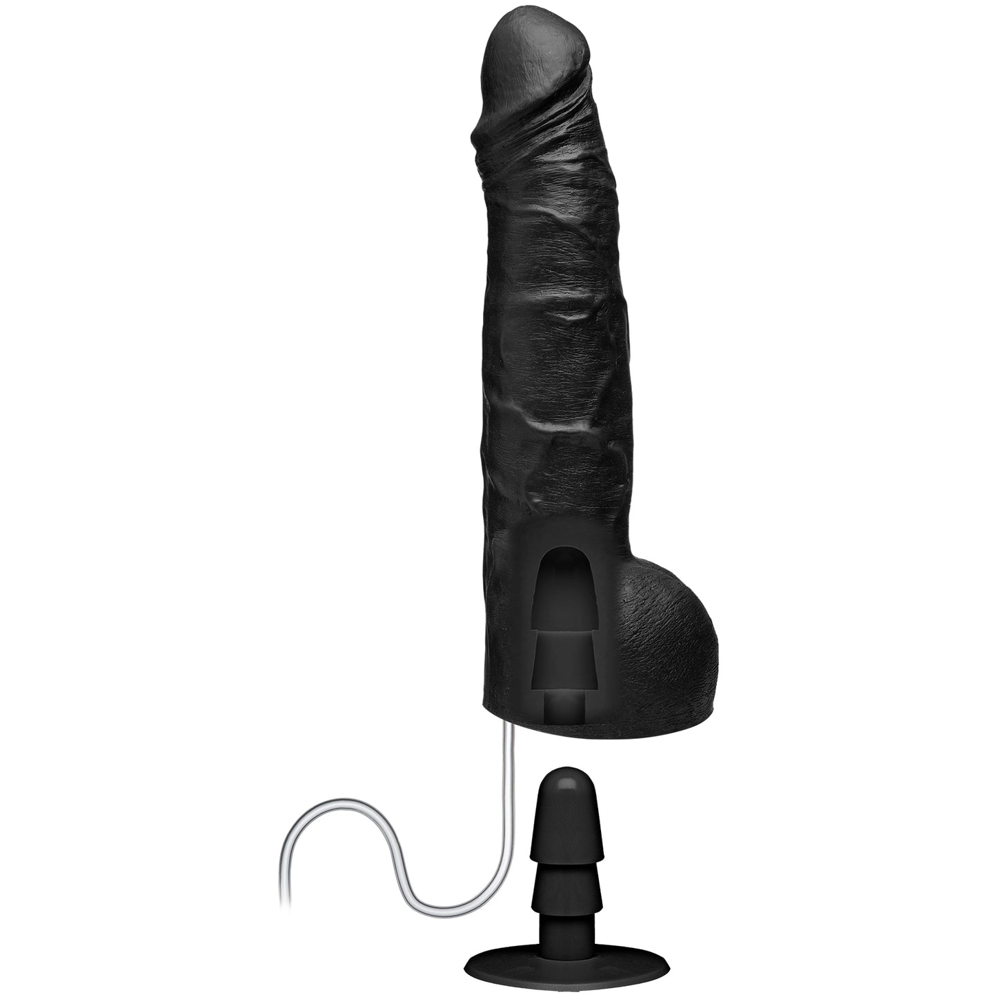 Merci - 10 Inch Dual Density Squirting Cumplay  Cock With Removable Vac-U-Lock Suction Cup -  Black