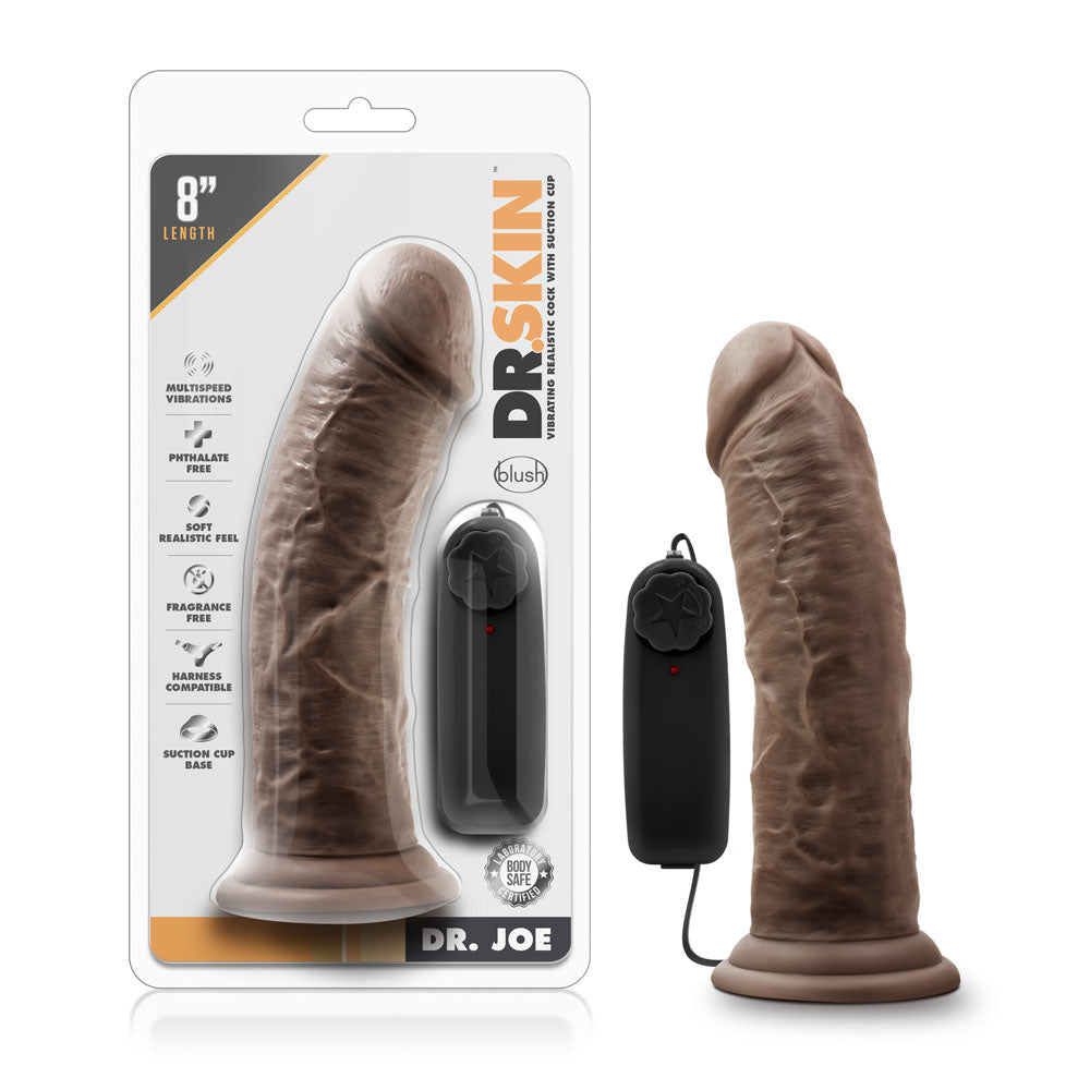 Dr. Skin - Dr. Joe - 8 Inch Vibrating Cock With  Suction Cup - Chocolate