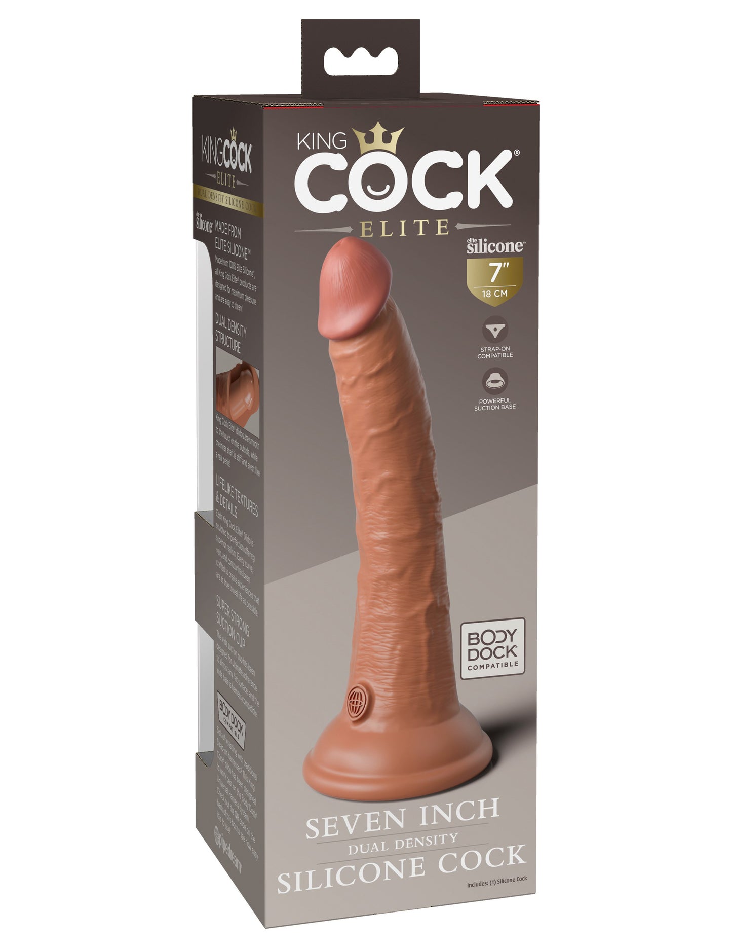 King Cock Elite 7 Inch Dual Density Silicone Cock  - Tan