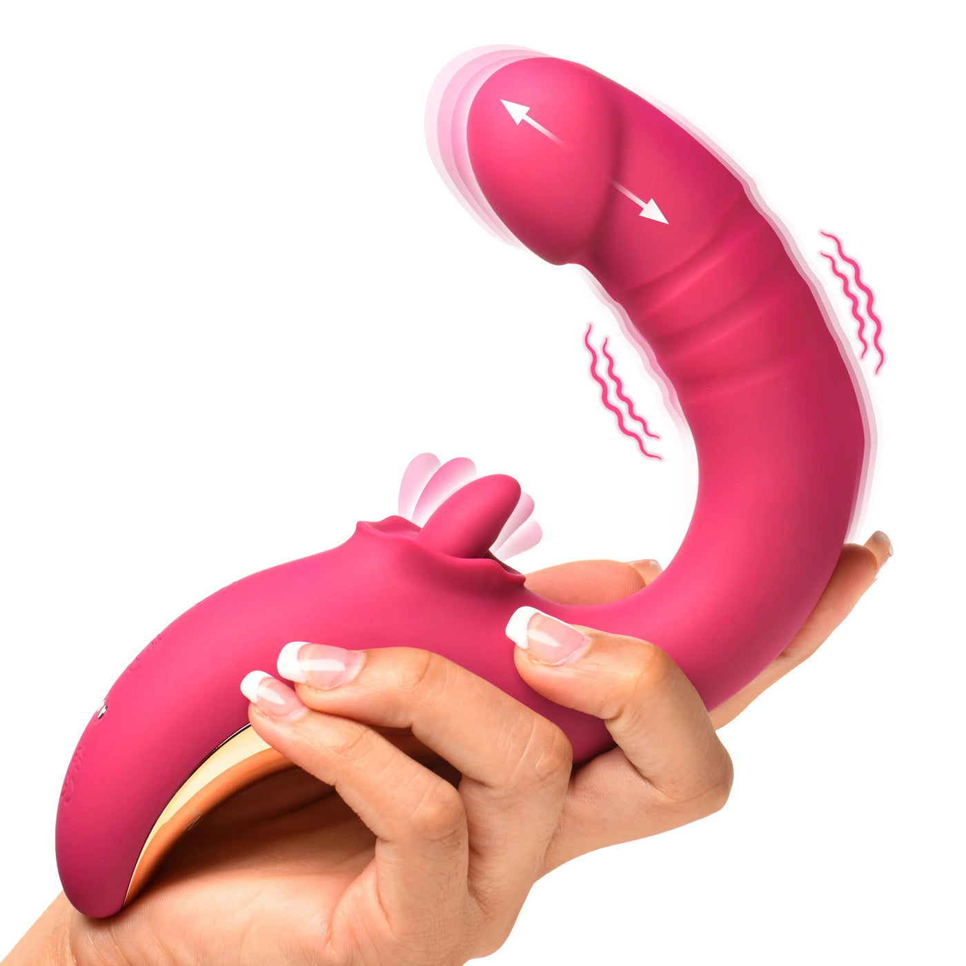 Tease and Please Thrusting and Licking Vibrator -  Fuchsia