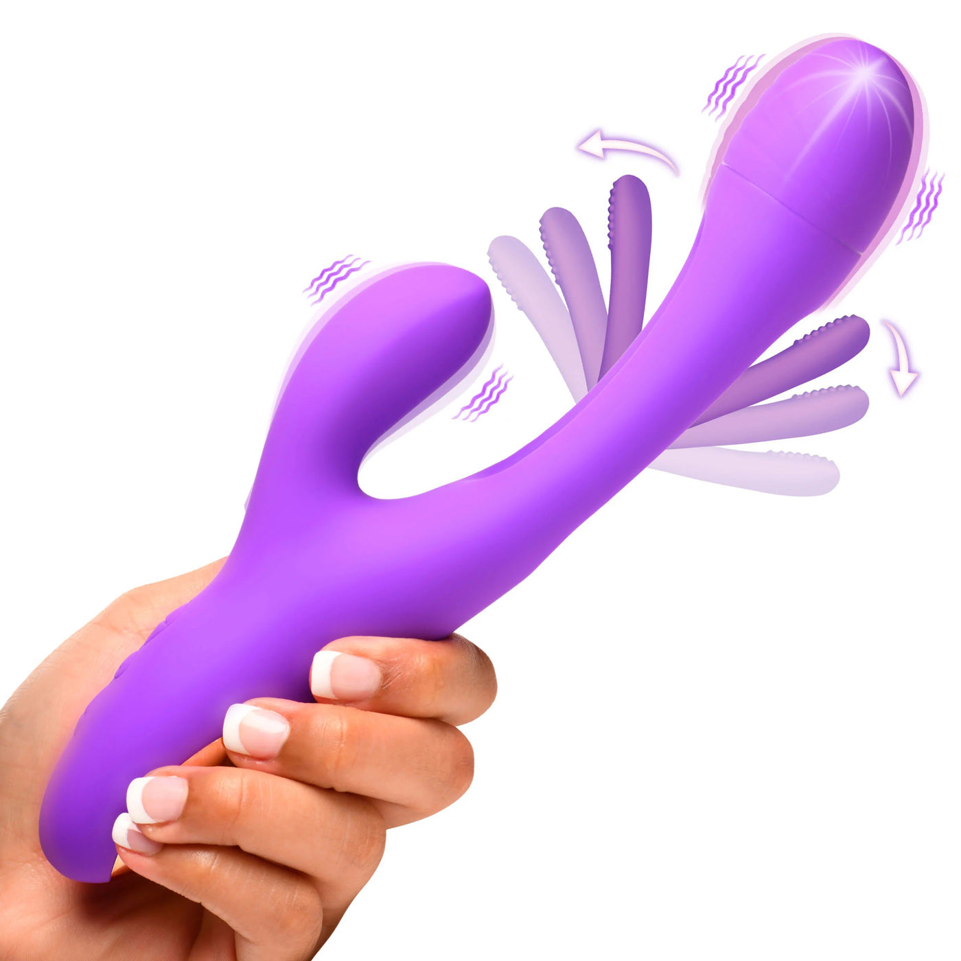 Tri-Flick Flicking Silicone Rabbit Vibrator -  Purple