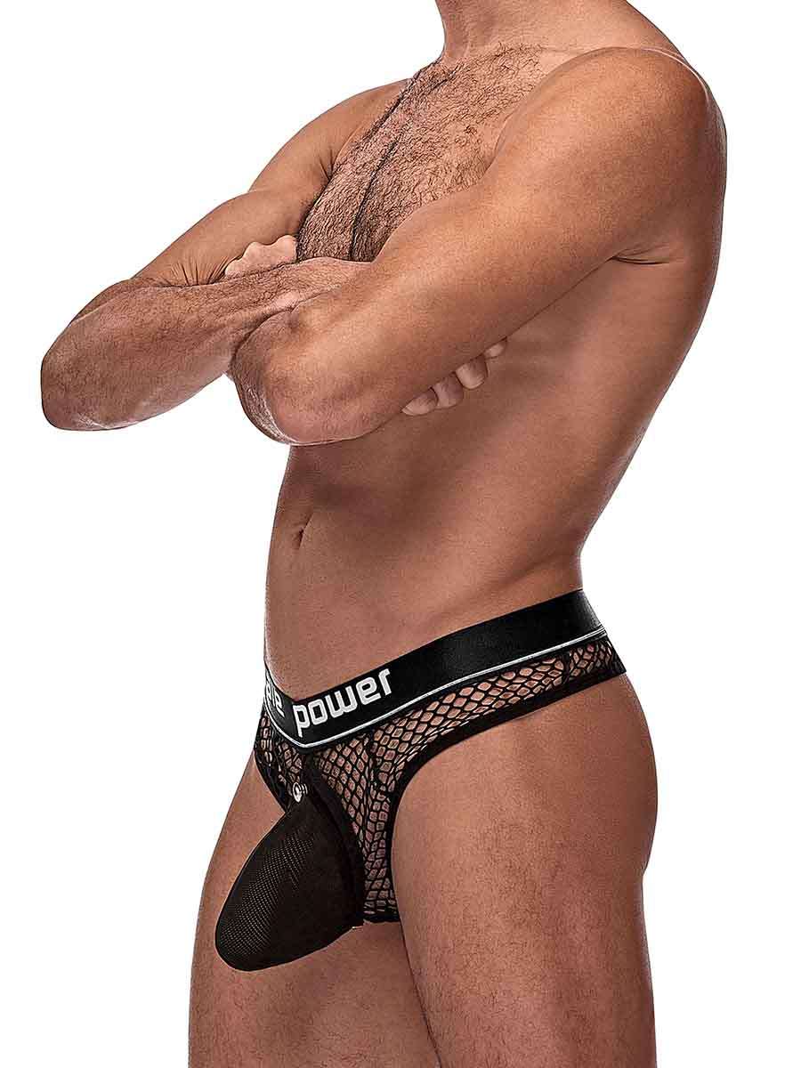 Cock Pit Net Cock Ring Thong - L/ XL - Black