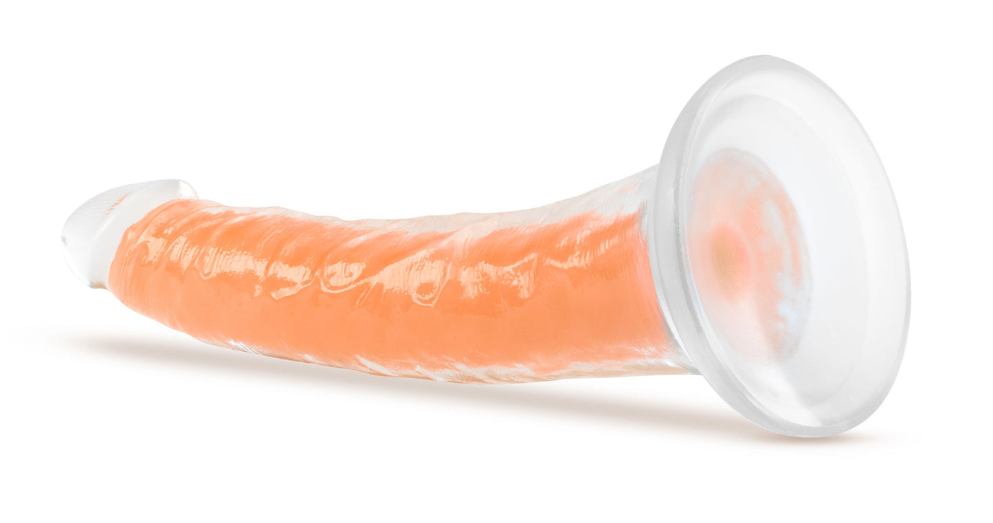 Neo Elite Glow in the Dark - Lavo - 7 Inch  Silicone Dual Density Dildo - Neon Orange