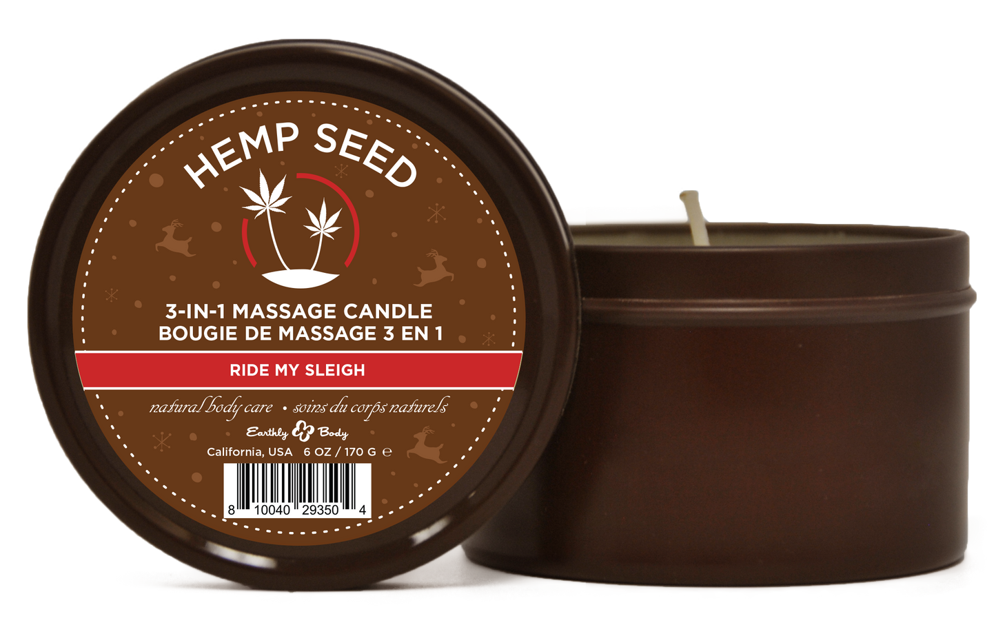 Hemp Seed 3-in-1 Massage Candle Ride My Sleigh  6oz/ 170 G EB-HSCH021C