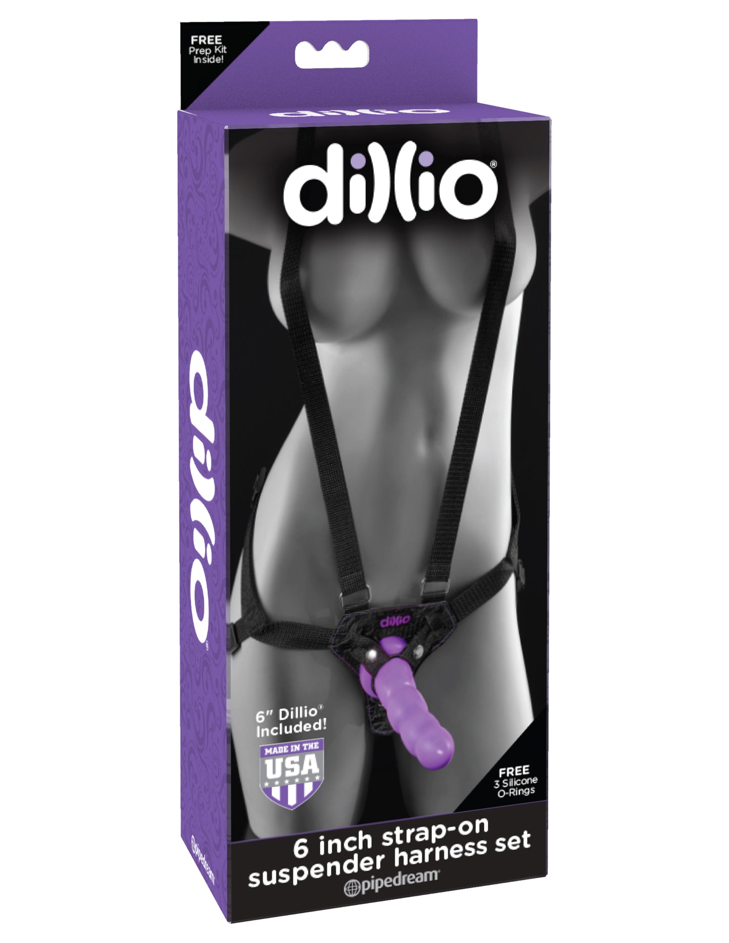 Dillio Purple - 6 Inch Strap-on Suspender Harness Set