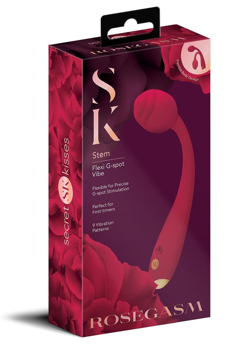 Rosegasm Long Stem Flexi G-Spot Vibe Rose - Red