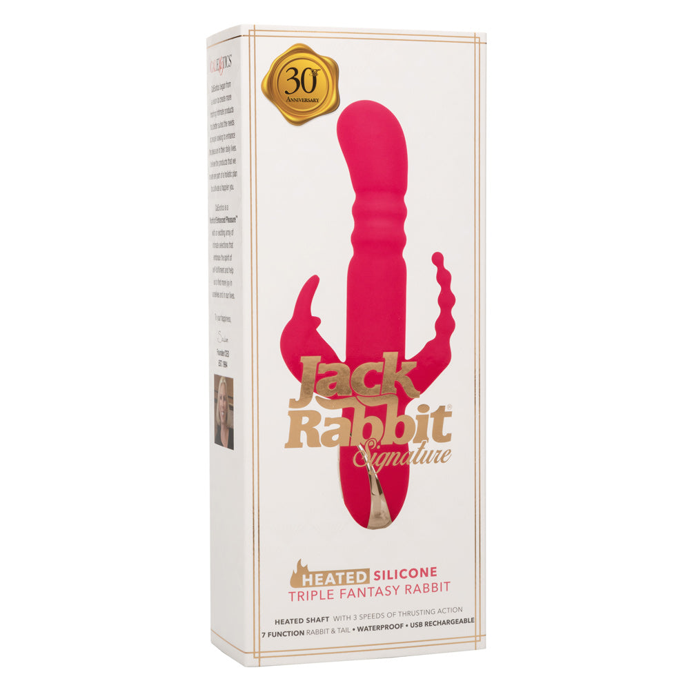 Jack Rabbit Signature Heated Silicone Triple  Fantasy Rabbit - Pink