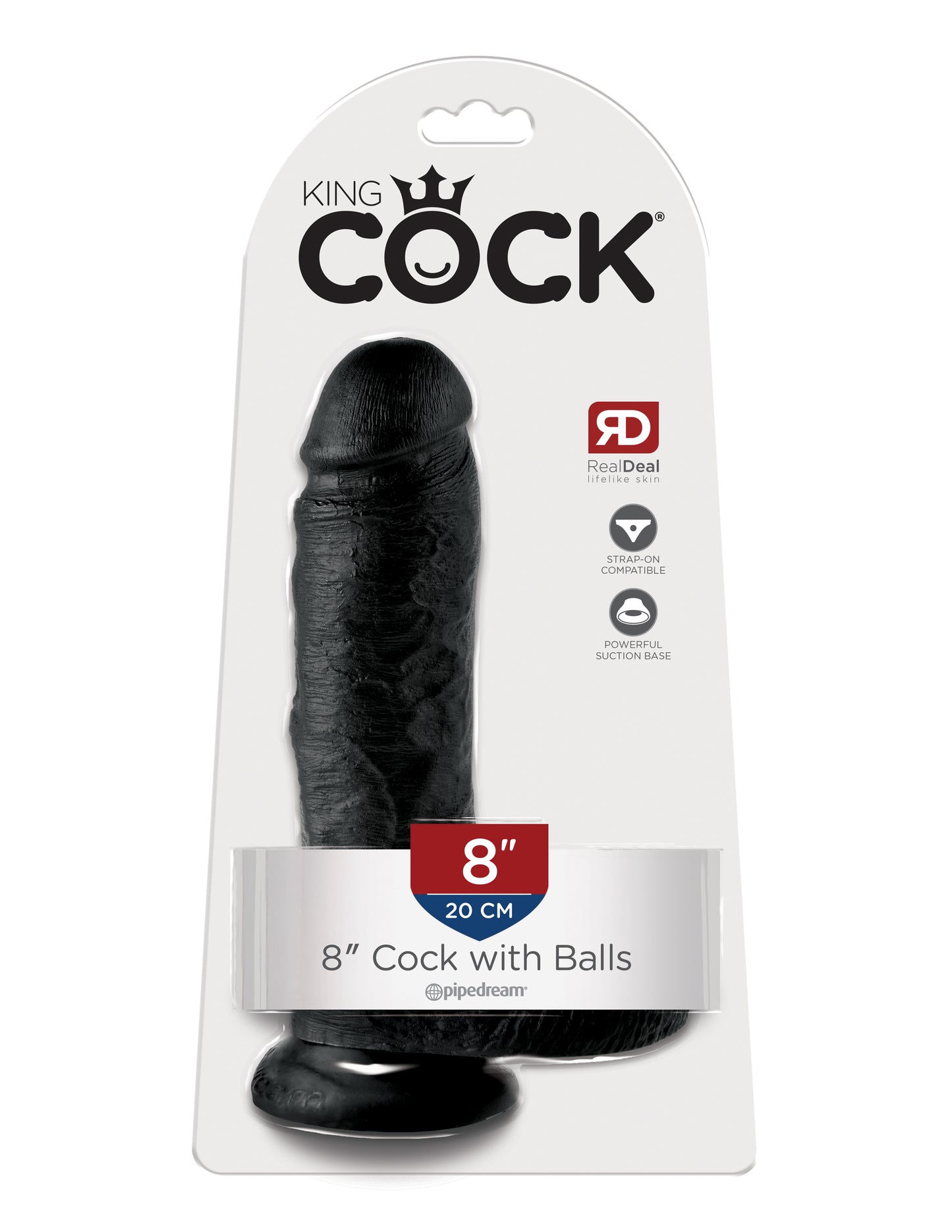 King Cock 8-Inch Cock With Balls - Black