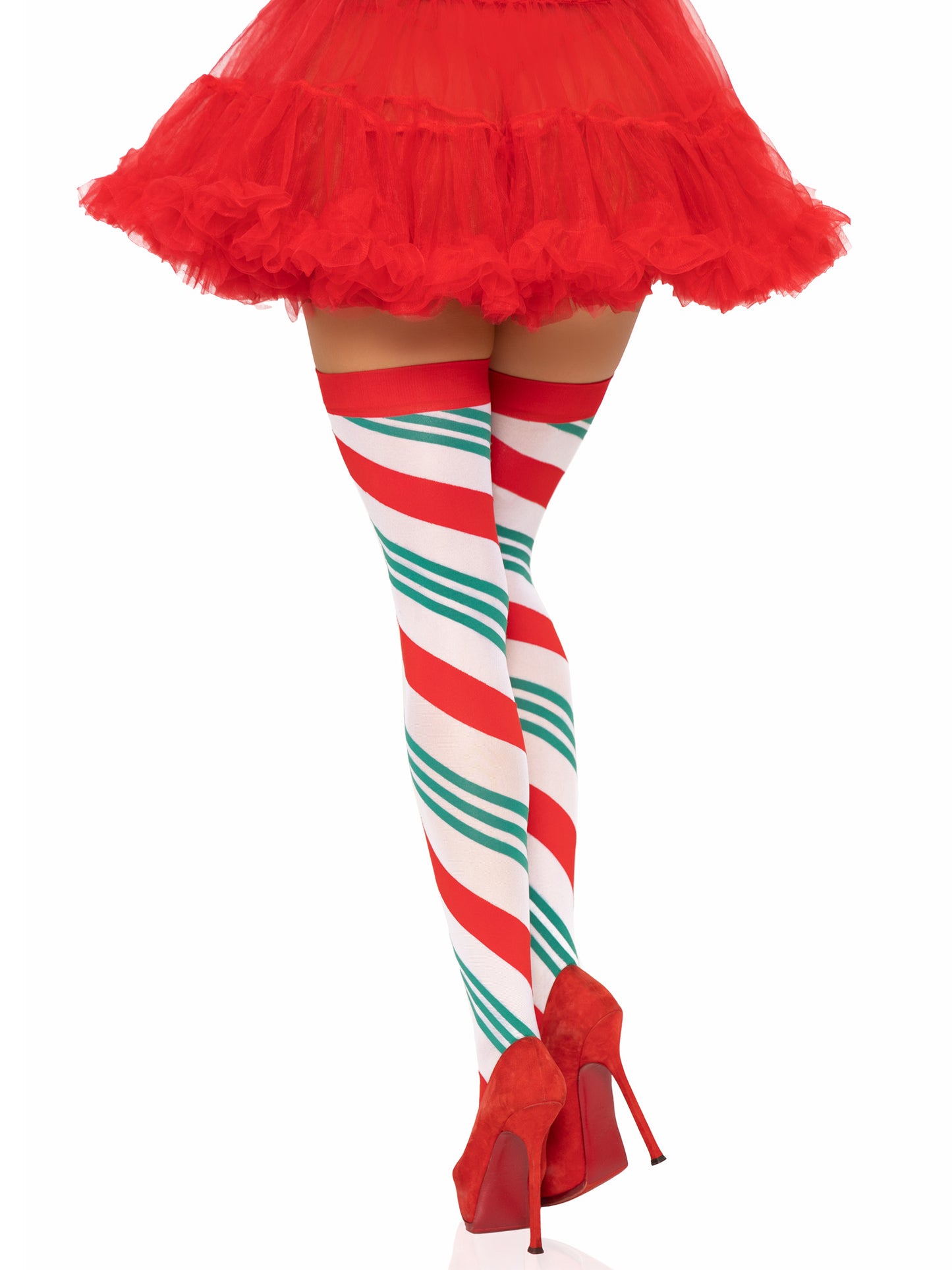 Holiday Ribbon Thigh High - Swirl