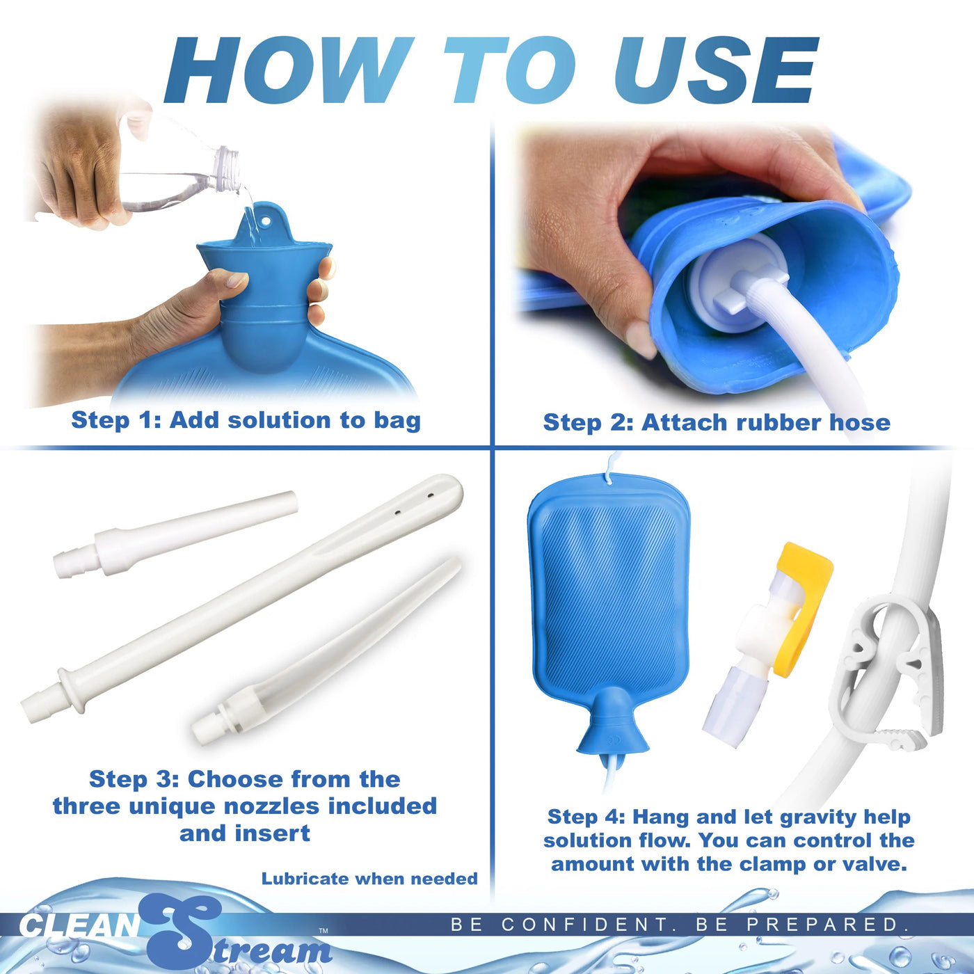 Deluxe Shower Enema Kit - Blue