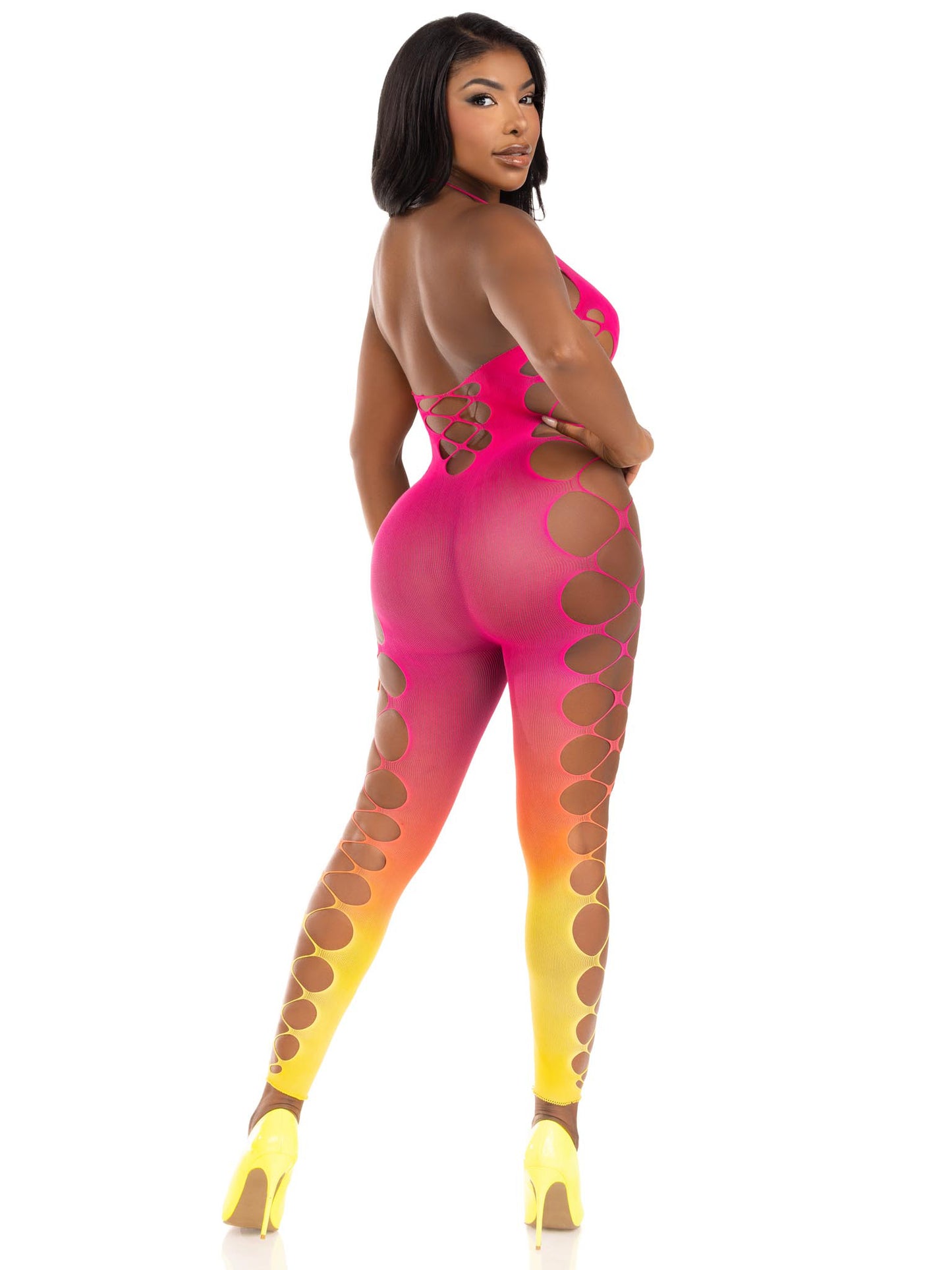 Ombre Footless Bodystocking - One Size - Sunset