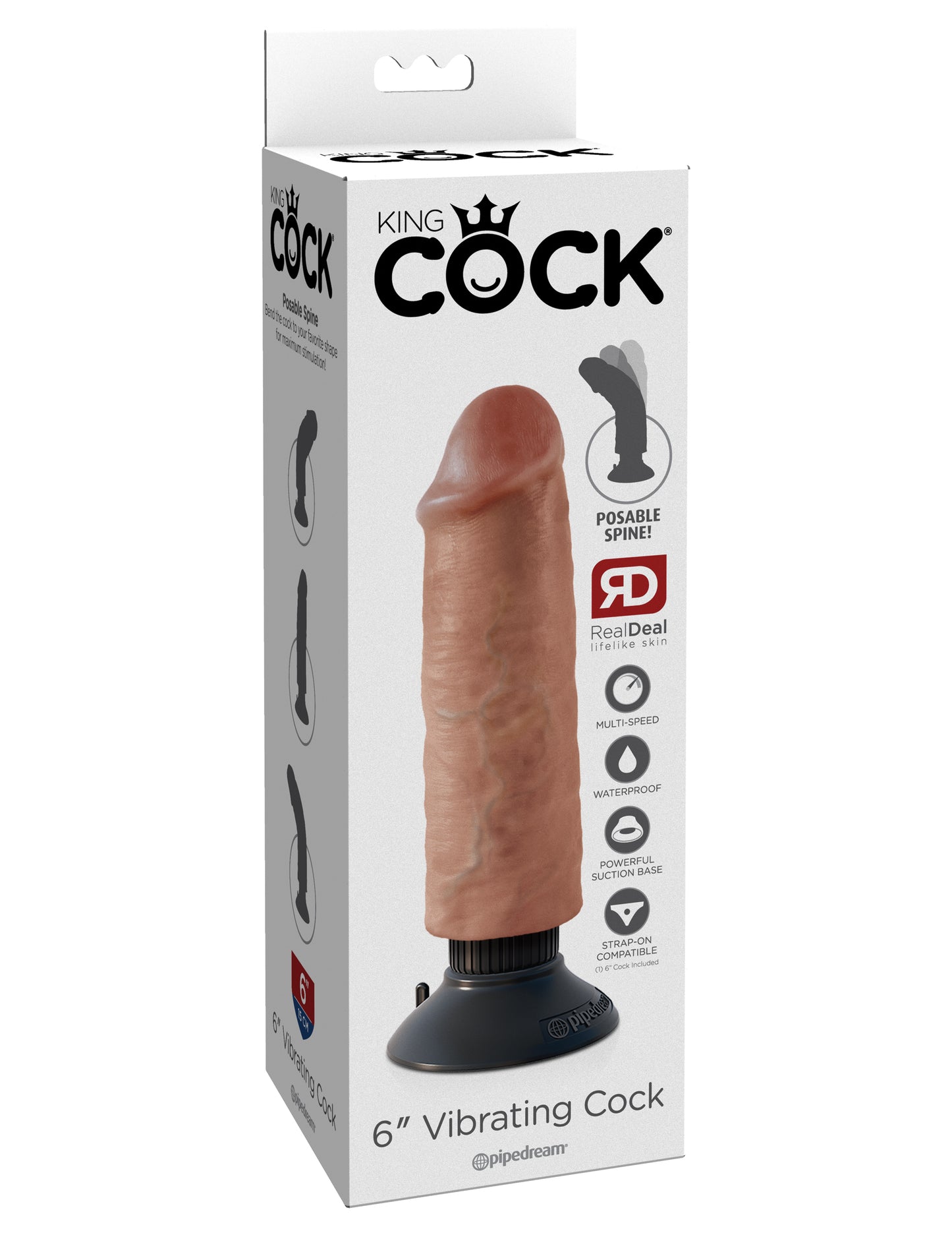 King Cock 6 Inch Vibrating Cock - Tan