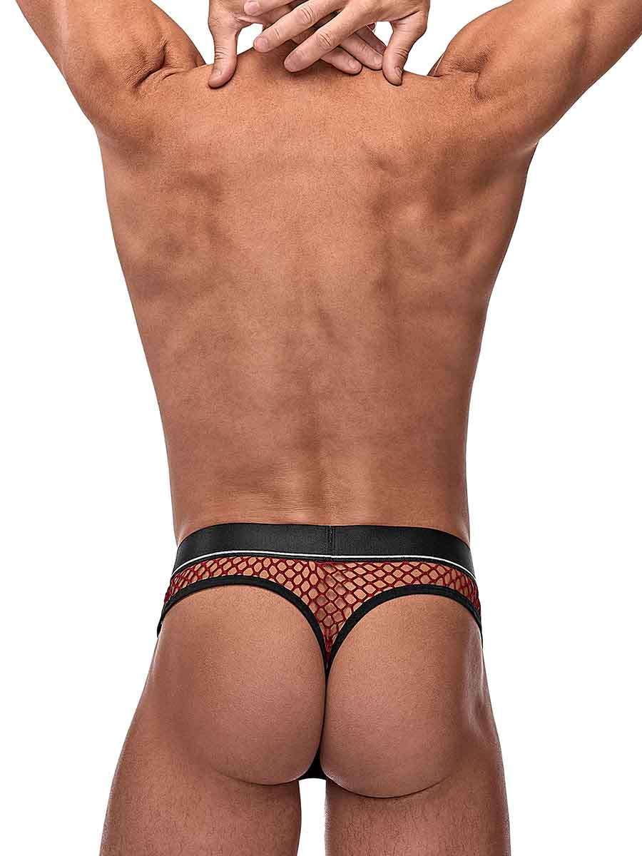 Cock Pit Net Cock Ring Thong - S/ M - Burgundy