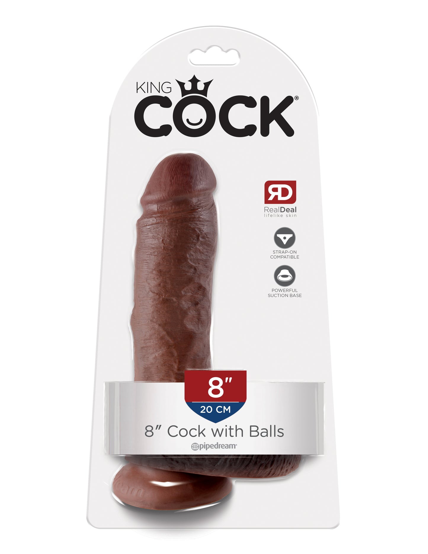 King Cock 8-Inch Cock With Balls - Brown