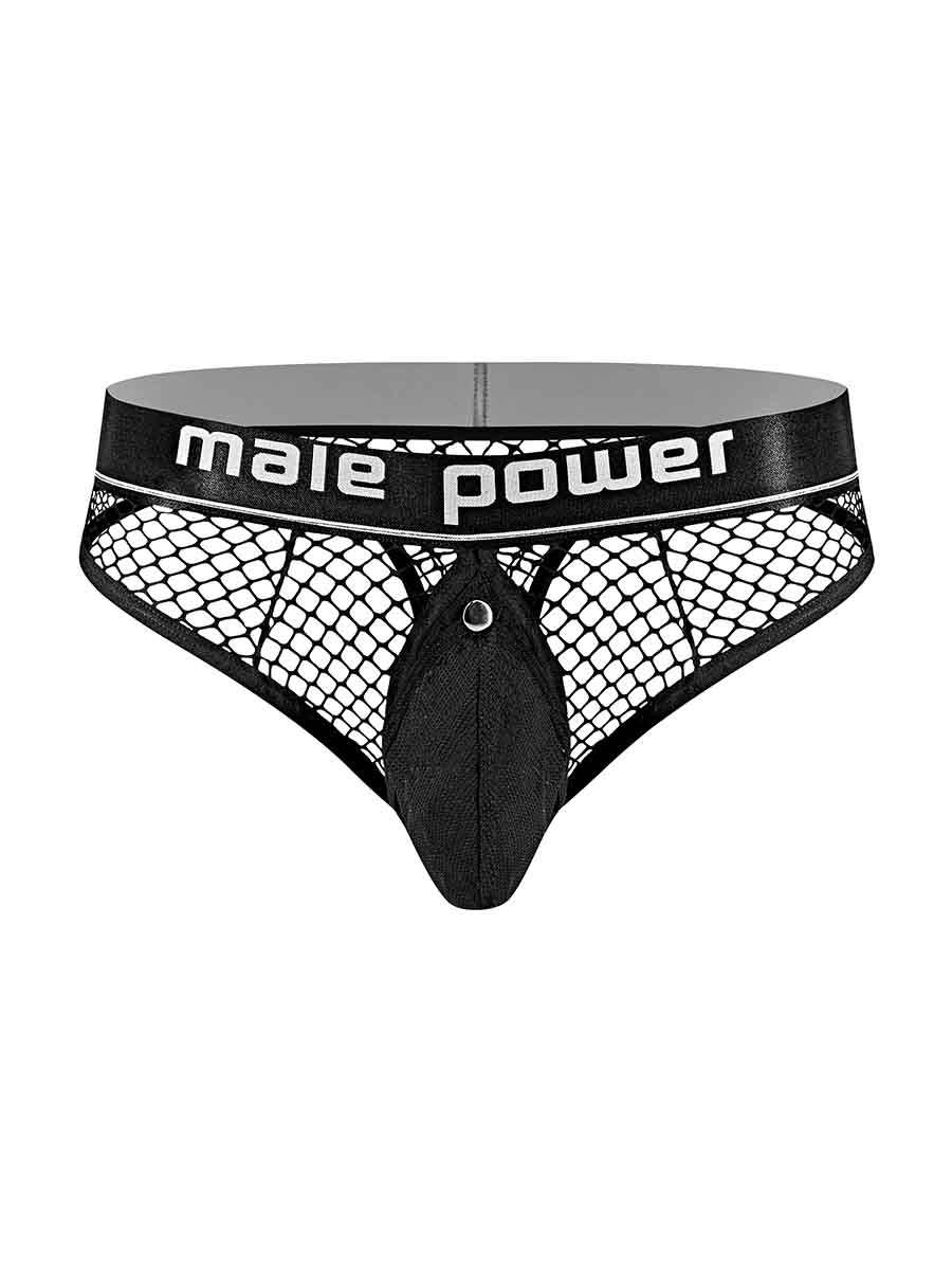 Cock Pit Net Cock Ring Thong - S/ M - Black