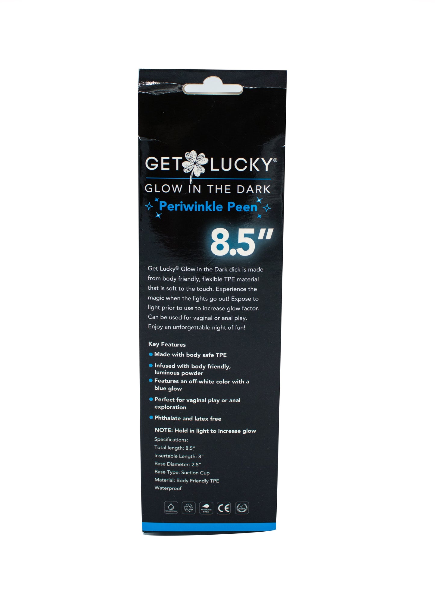 Get Lucky Glow in the Dark Periwinkle Peen -  8.5 Inch