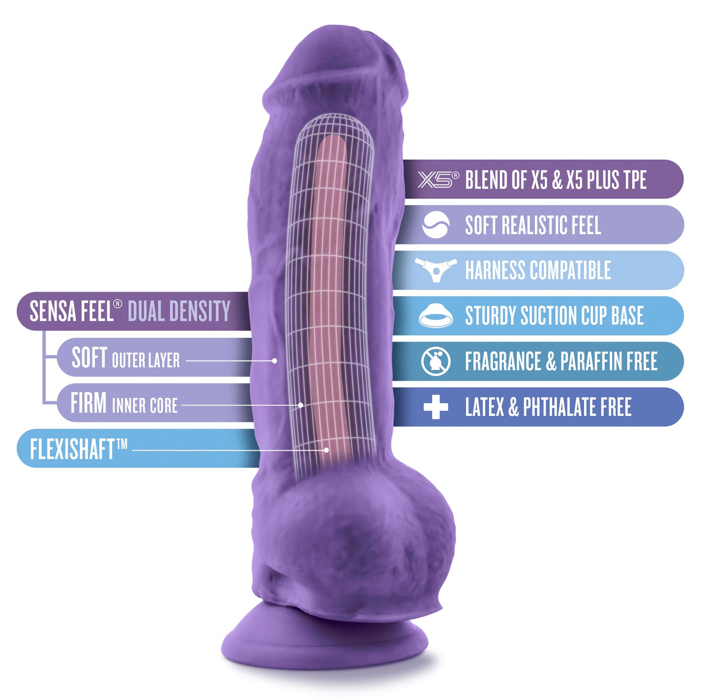 Au Naturel - Bold - Big Boy -10 Inch Dildo - Purple