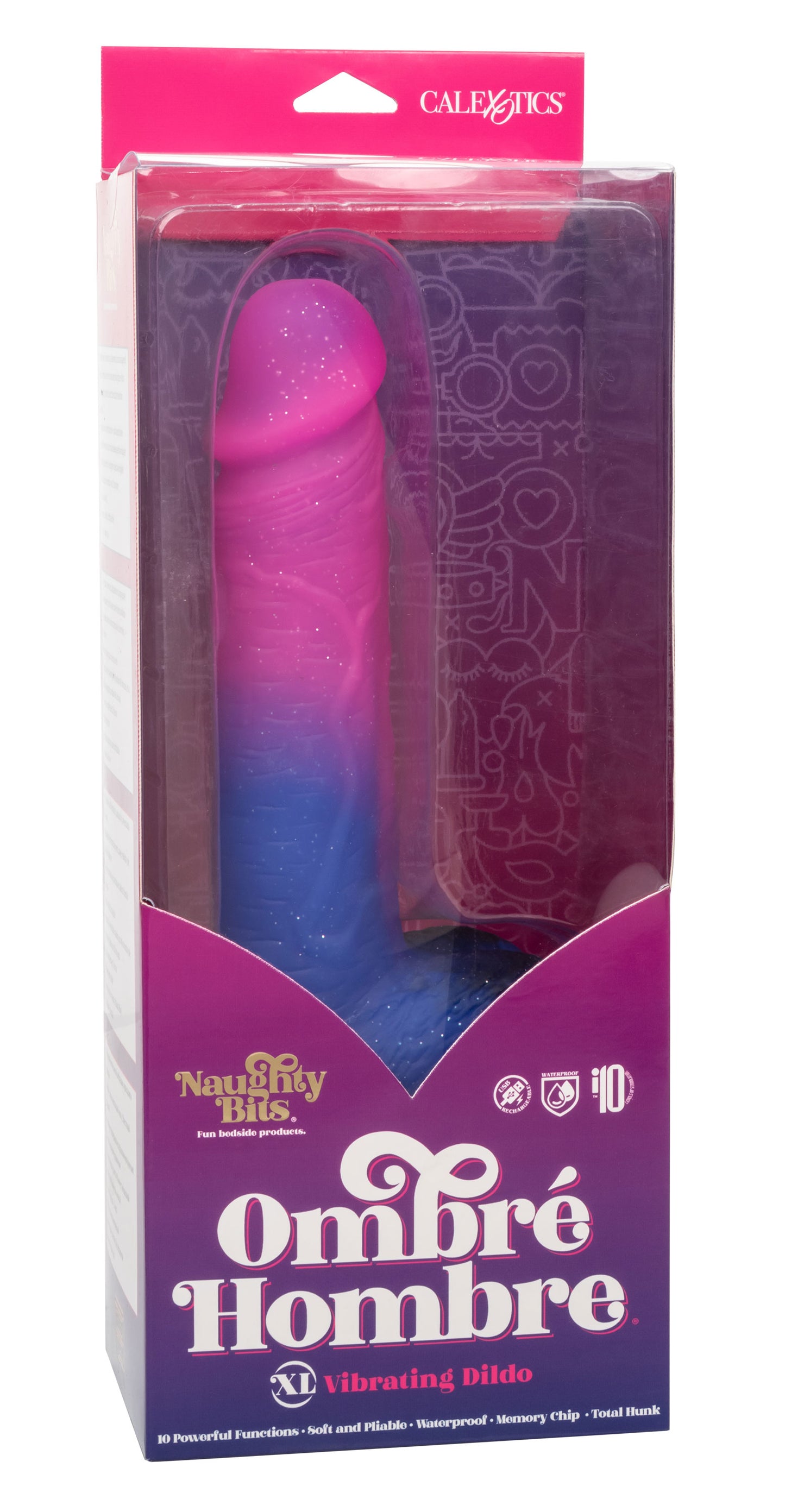 Naughty Bits Ombre Hombre XL Vibrating Dildo -  -  Pink/purple