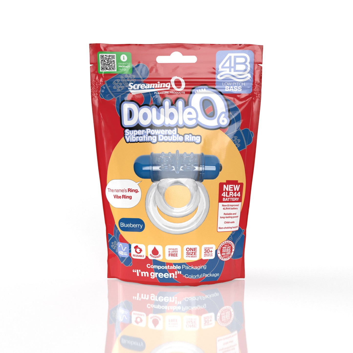 Screaming O 4b - Double O Super Powered Vibrating  Double Ring - Blueberry