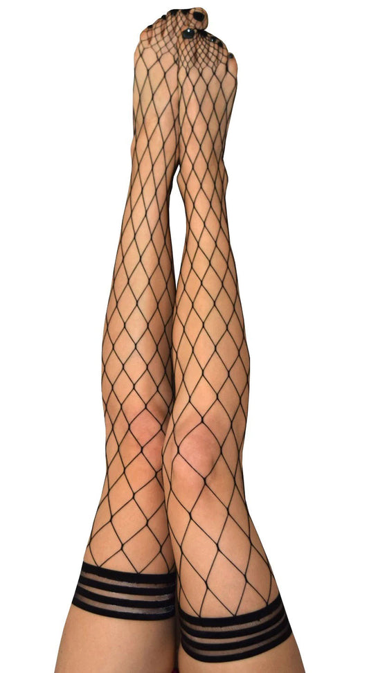 Michelle - Fishnet Thigh High - Size B - Black KX-1324B-BLK-B