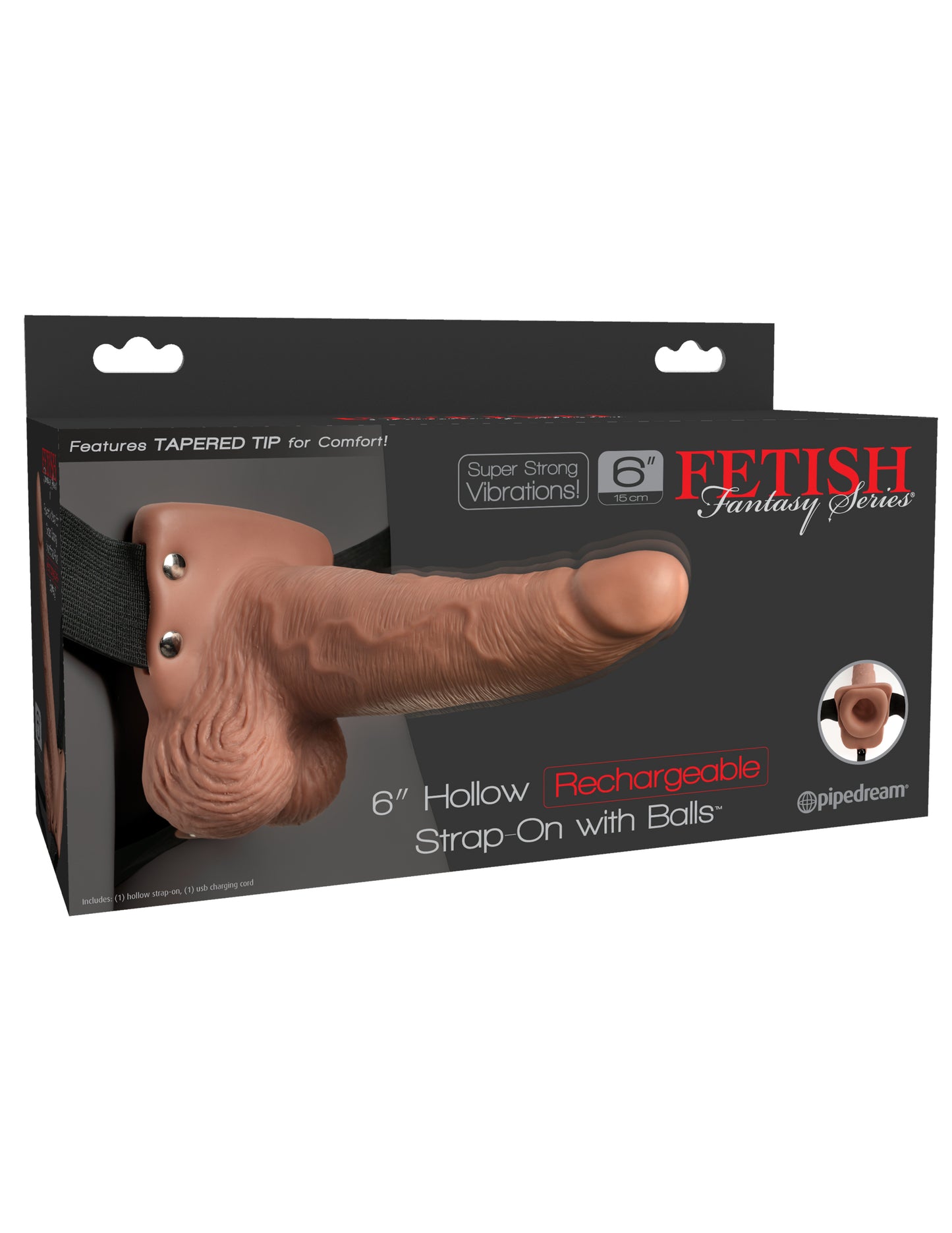 Fetish Fantasy Series 6 Inch Hollow Rechargeable Strap-on With Balls - Tan PD3395-22