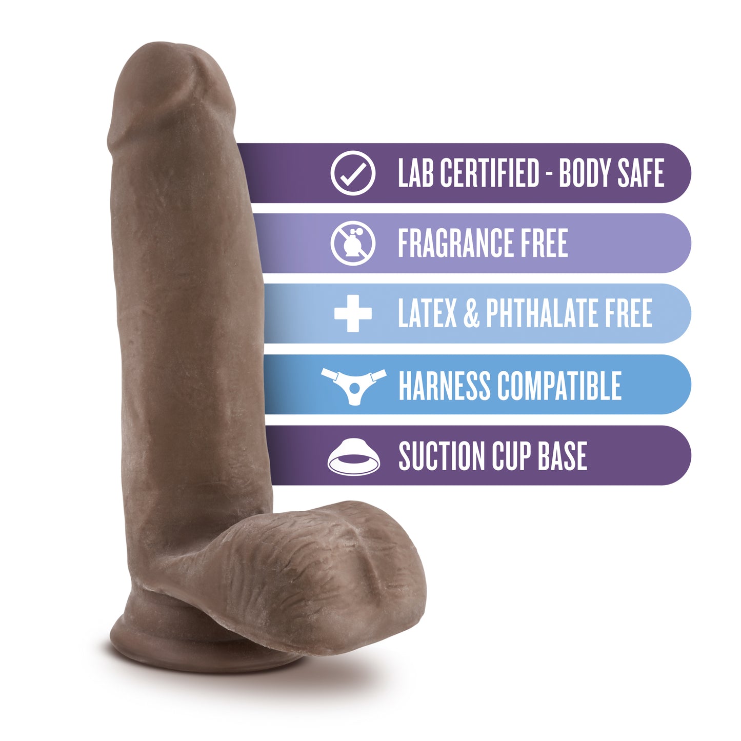 Au Naturel - 7 Inch Sensa Feel Dildo - Chocolate