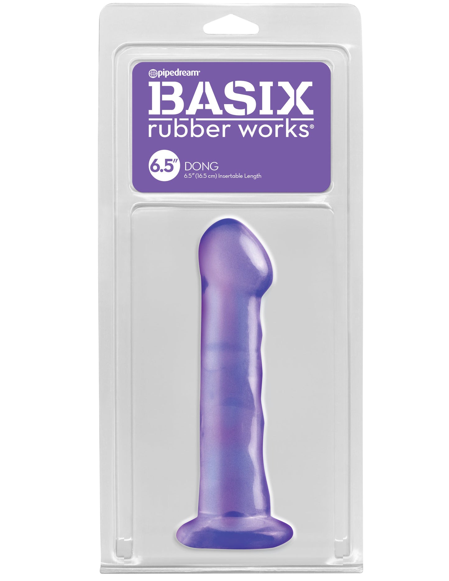 Basix Rubber Works - 6.5 Inch Dong With Suction Cup - Purple