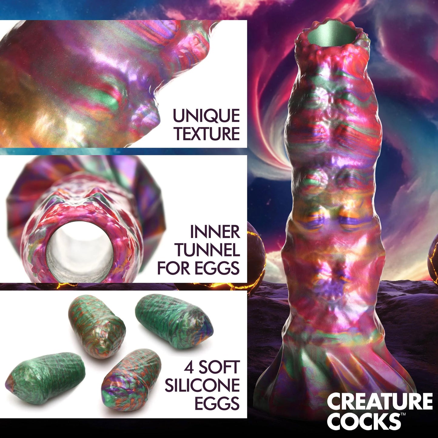 Larva Silicone Ovipositor Dildo With Eggs - Multicolor