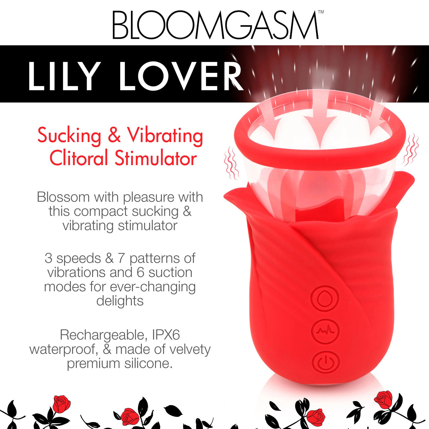 Lily Lover Sucking and Vibrating Clitoral  Stimulator- Red