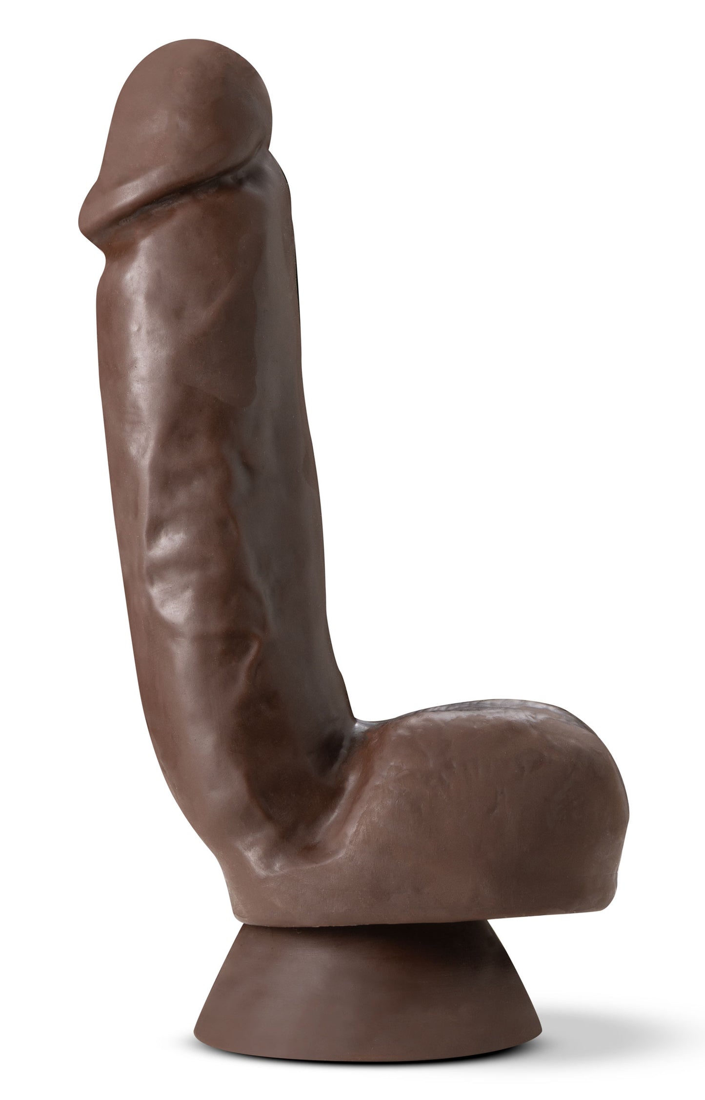 Dr. Skin Plus - 8 Inch Thick Poseable Dildo With  Squeezable Balls - Chocolate