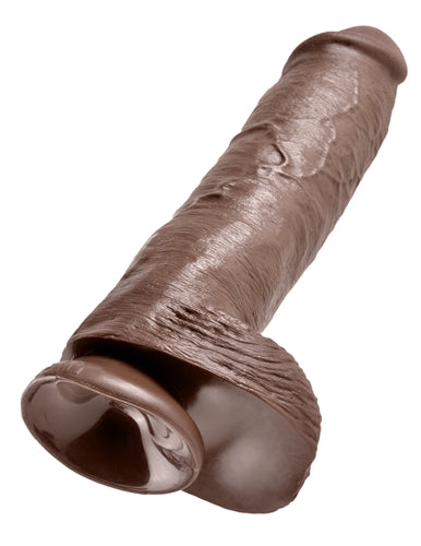 King Cock 11 Inch Cock With Balls  - Brown