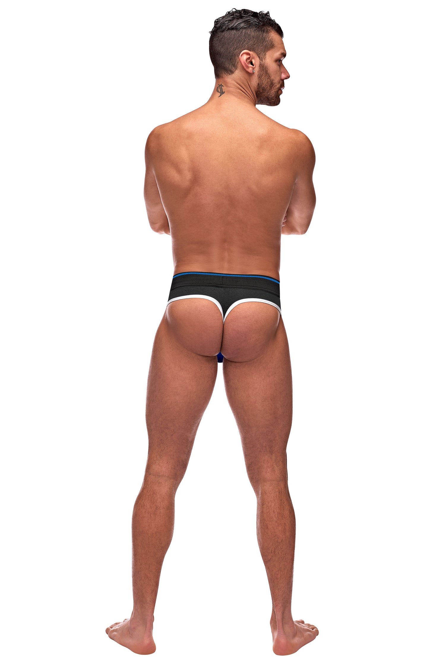 Retro Sport Panel Thong - L/ XL - Black/ Blue