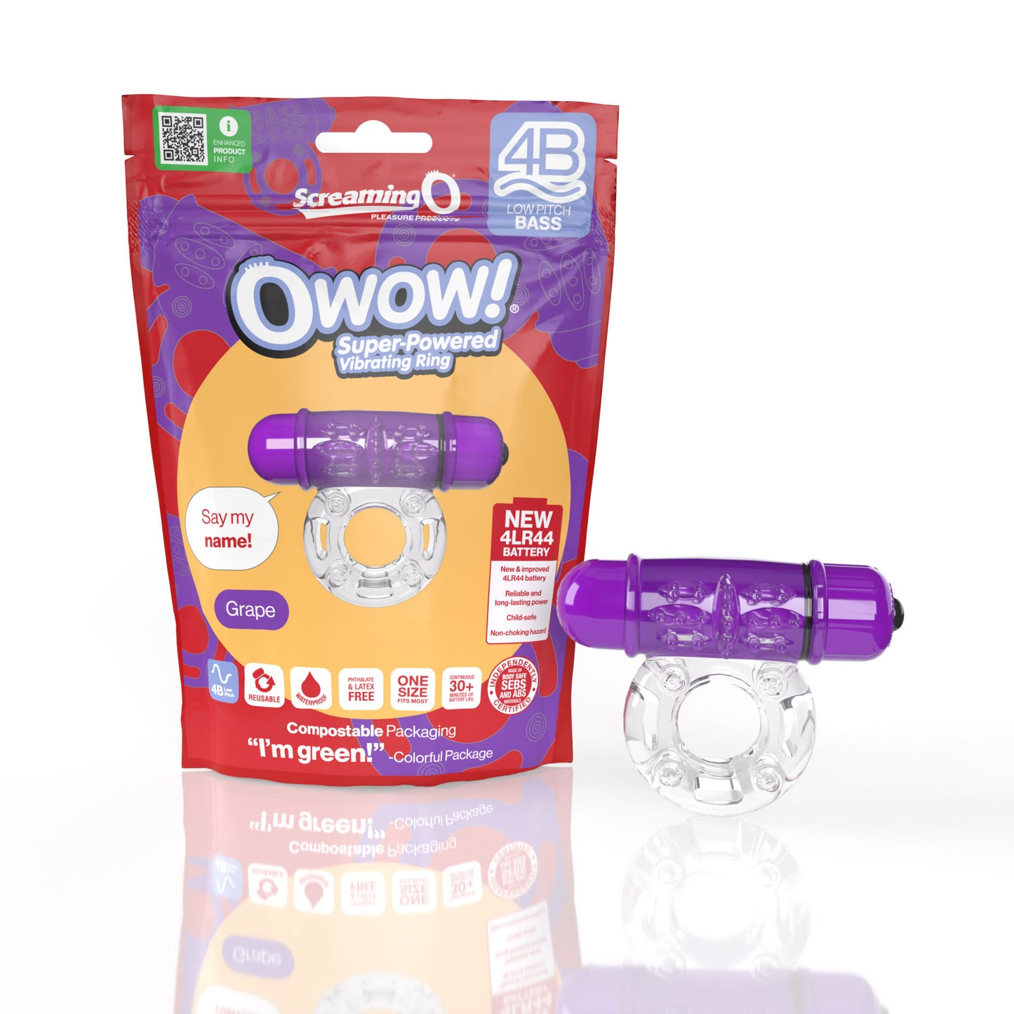 Screaming O 4b - Owow Super Powered Vibrating Ring - Grape