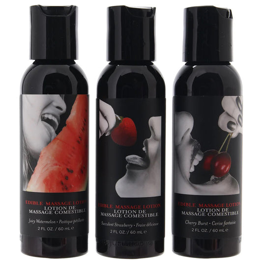 Massage a Trios Edible Massage Lotion Gift Set Box - Strawberry; Cherry; and Watermelon 2 Oz EB-MLEMT003