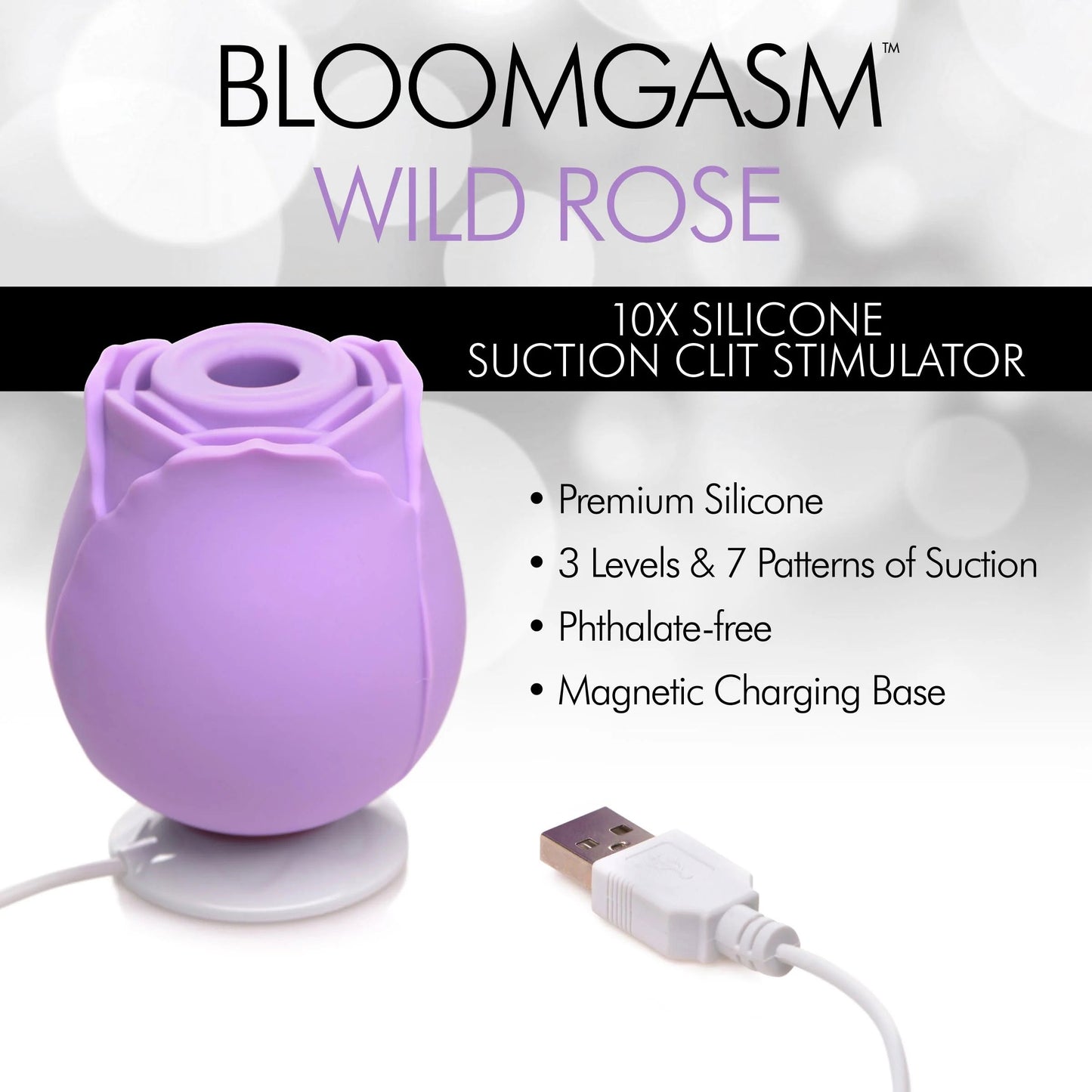 Bloomgasm Wild Rose 10x Suction Clit Stimulator -  Purple