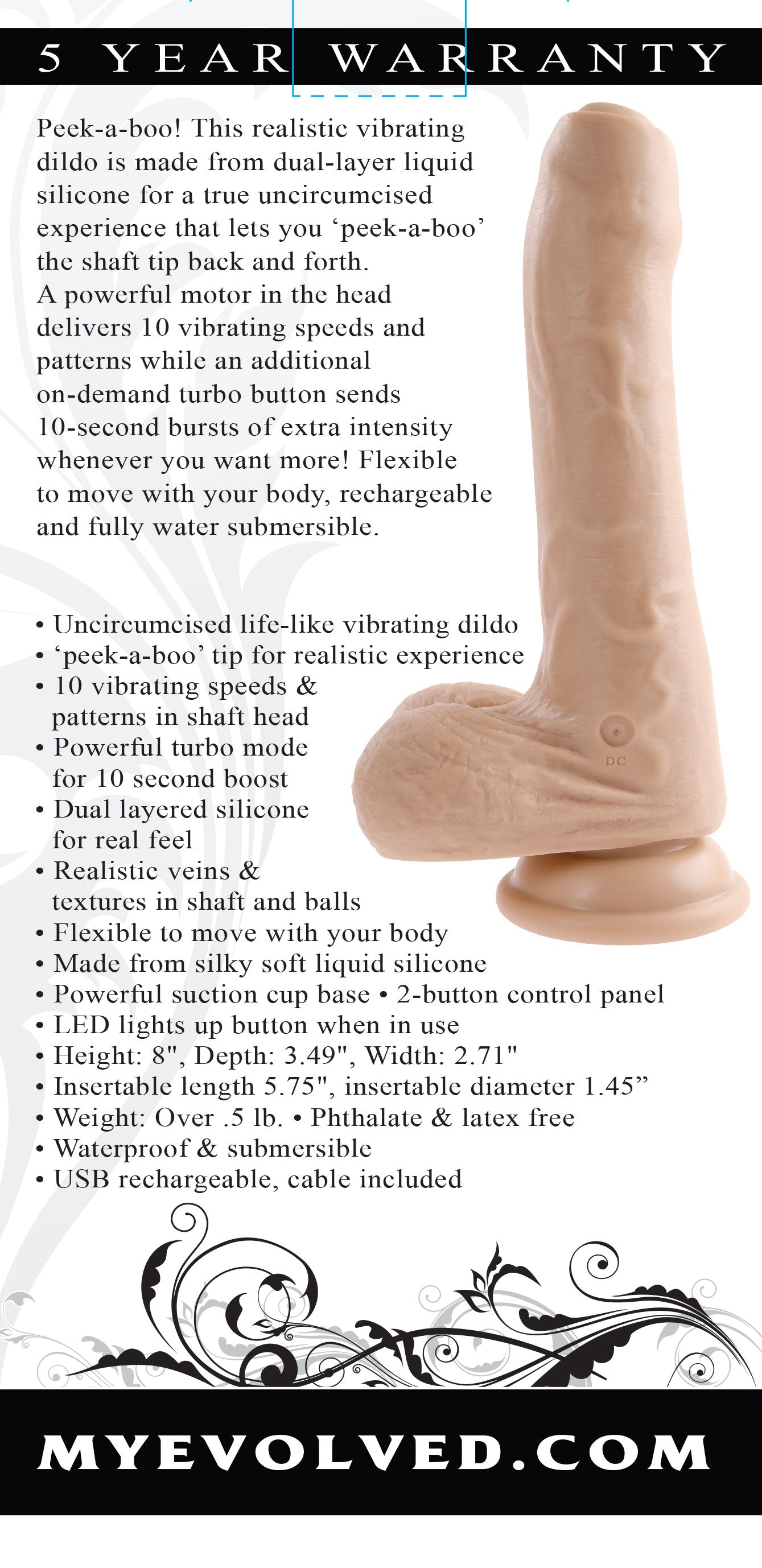 Peek a Boo Vibrating Dildo - Light